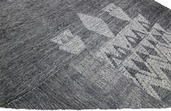 Modern Apadana's Safi Collection Handmade Gray Designed Wool Rug
