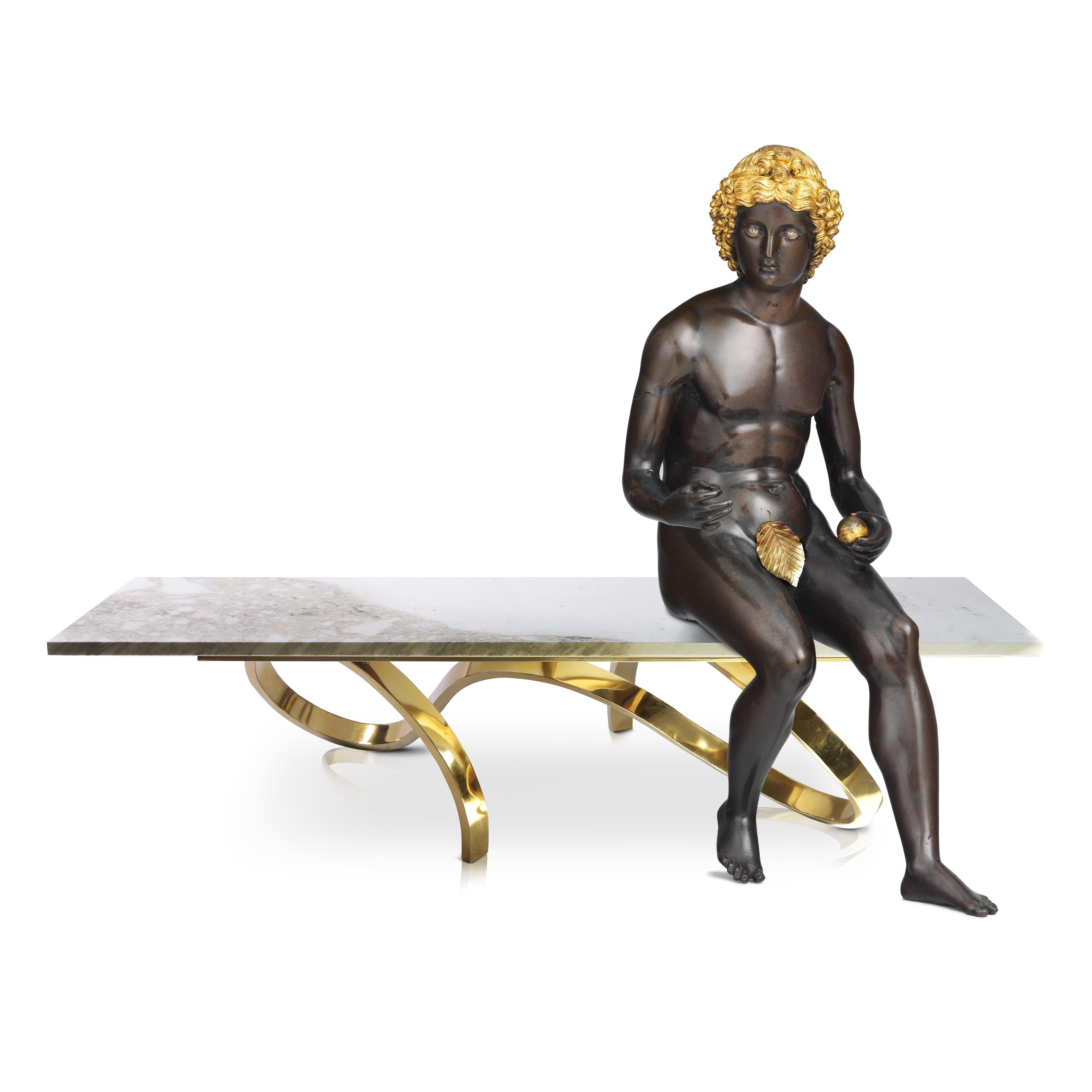 Modern Apate Coffee Table in Marble, Brass, Copper In New Condition For Sale In Husavik, IS