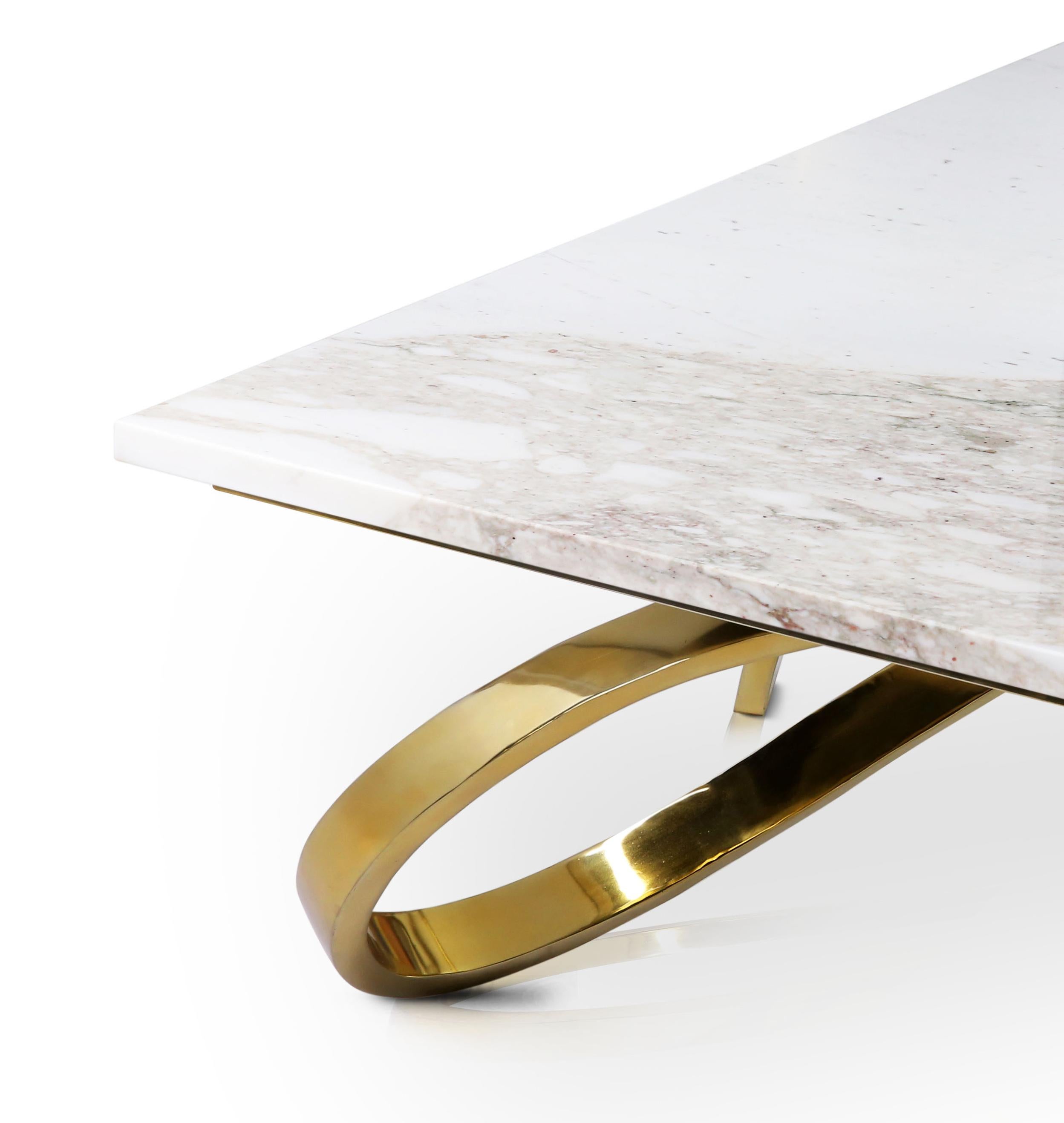 Contemporary Modern Apate Coffee Table in Marble, Brass, Copper For Sale