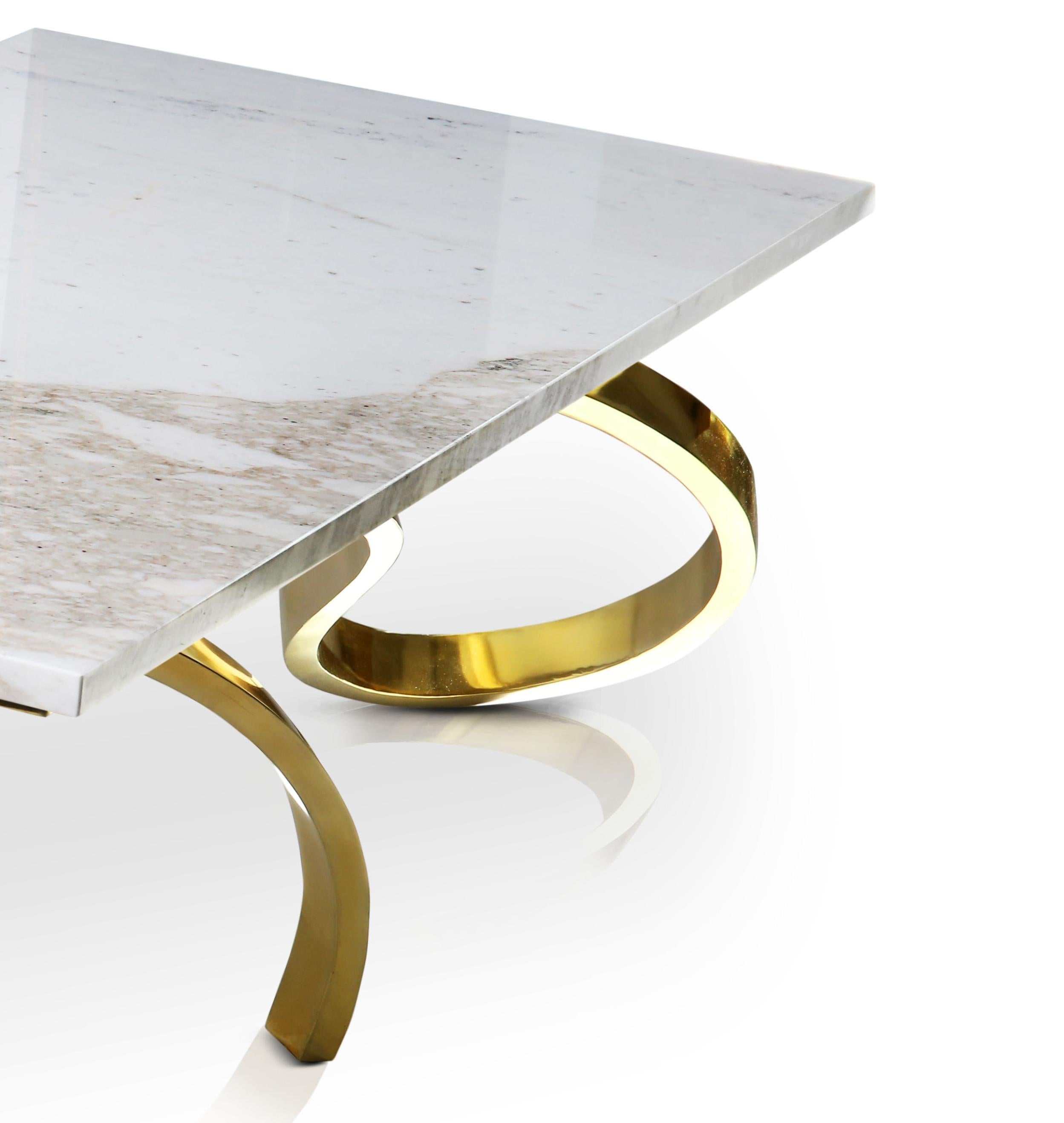 Modern Apate Coffee Table in Marble, Brass, Copper For Sale 1
