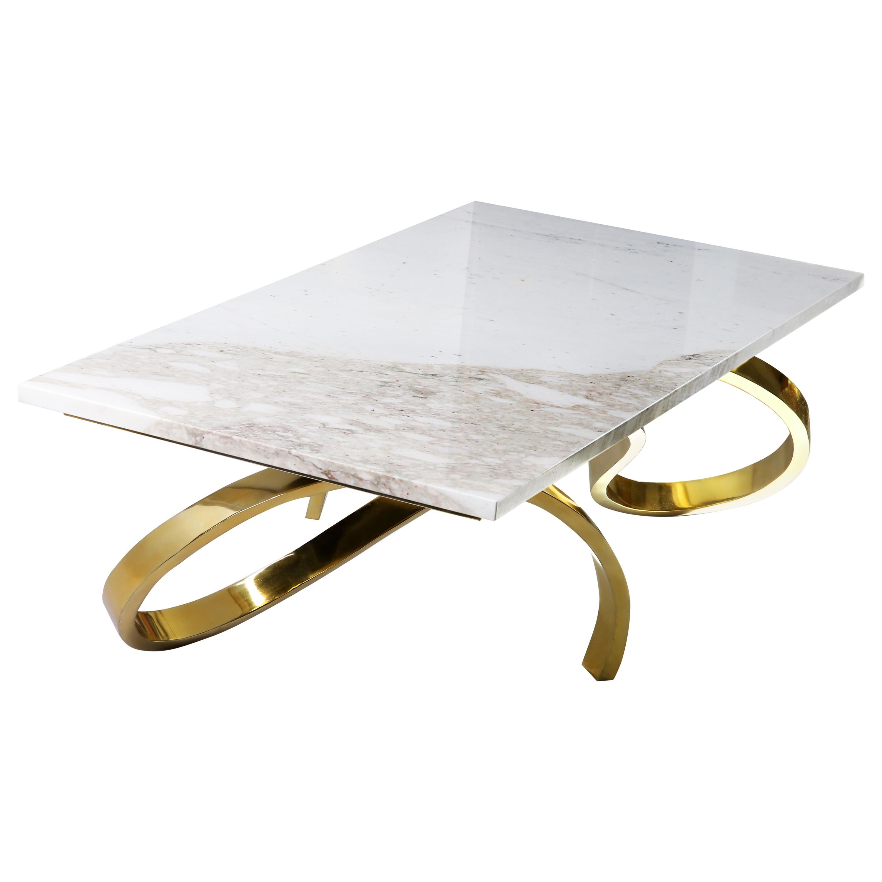 Modern Apate Coffee Table in Marble, Brass, Copper For Sale