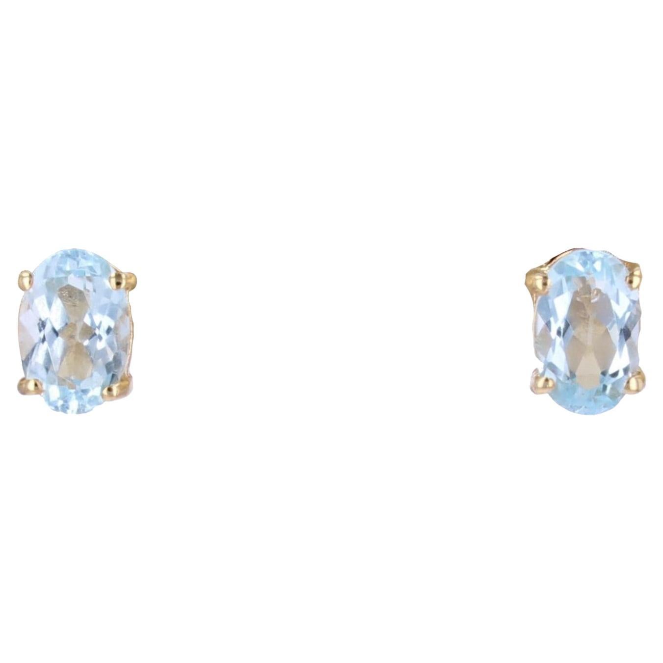 Moderne Aquamarin-Ohrstecker aus 18 Karat Gelbgold