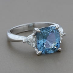 Modern Aquamarine Diamond Platinum Ring
