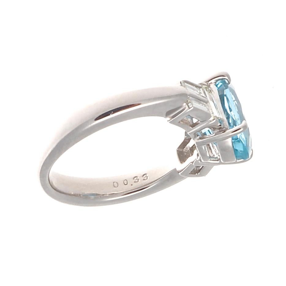 Modern Aquamarine Diamond Platinum Ring In New Condition In Beverly Hills, CA