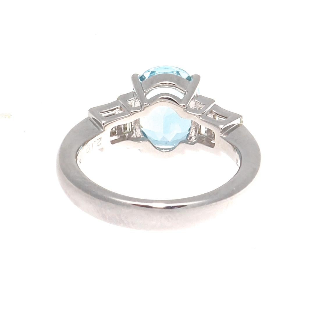 Modern Aquamarine Diamond Platinum Ring 1
