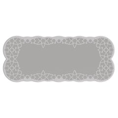 Modern Arabic-Inspired Wall Mirror in Polished Stainless Steel & White Lacquer