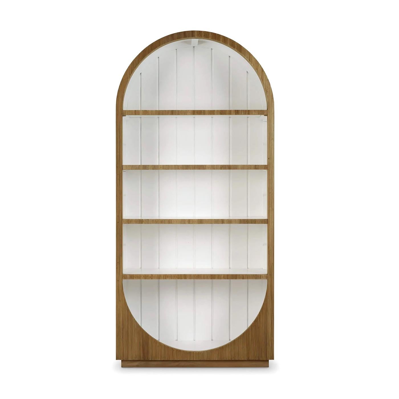 Indonesian Modern Arched Top Open Bookshelf For Sale