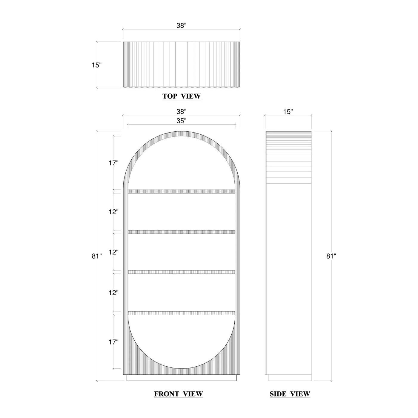 Modern Arched Top Open Bookshelf For Sale 2