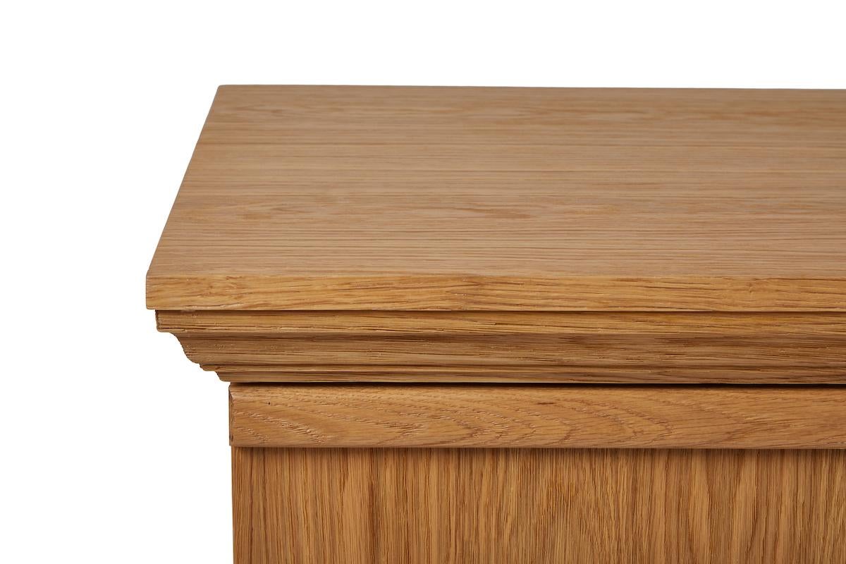 Modern Architectural Frieze Night Stand in Oak Metal Base by Martin and Brockett 3