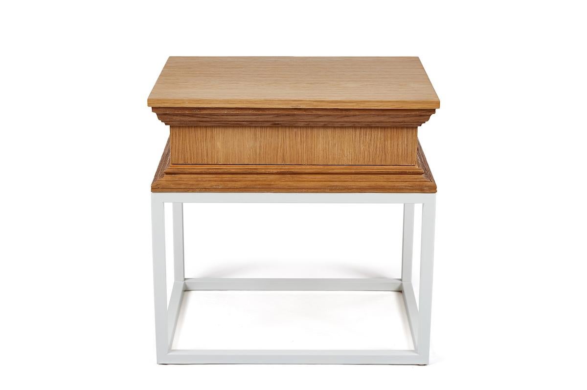 Modern Architectural Frieze Side Table in Oak with Metal by Martin and Brockett In New Condition For Sale In Los Angeles, CA