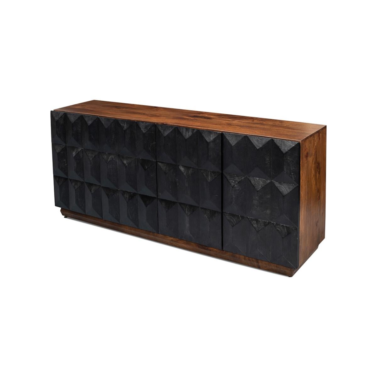Asian Modern Architectural Sideboard For Sale