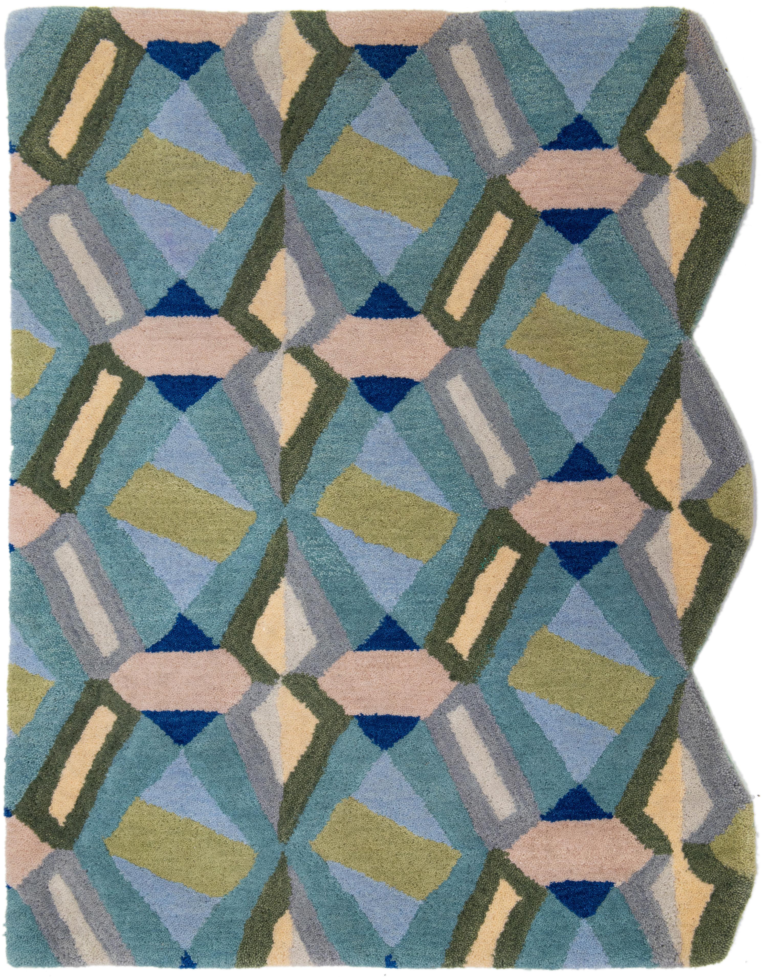 Moderner Arletty maßgefertigter Wollteppich mit geometrischem Muster von Apadana im Angebot 4