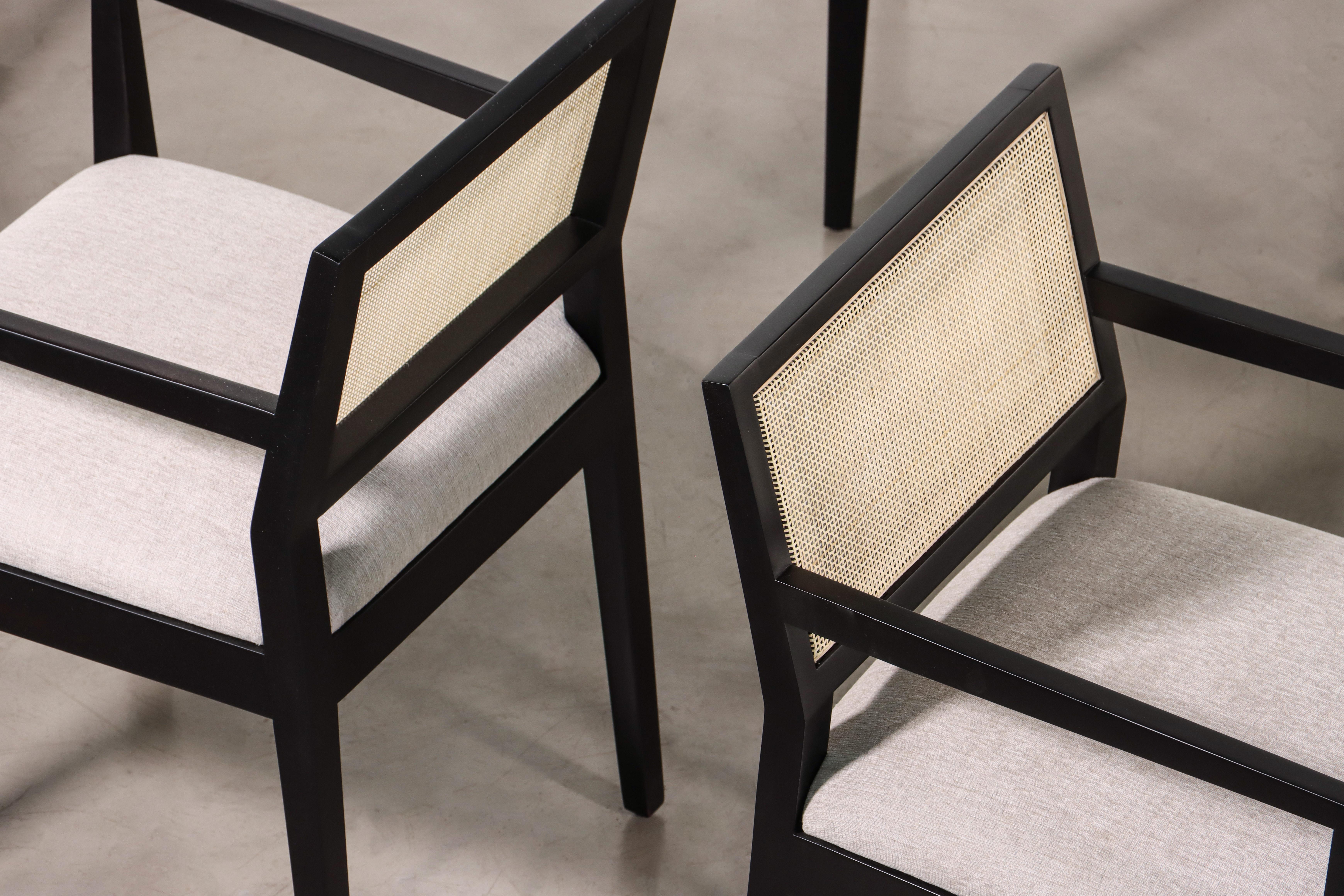 Modern Armchair with Caned Back in Ebonized Wood by Costantini, Recoleta For Sale 9