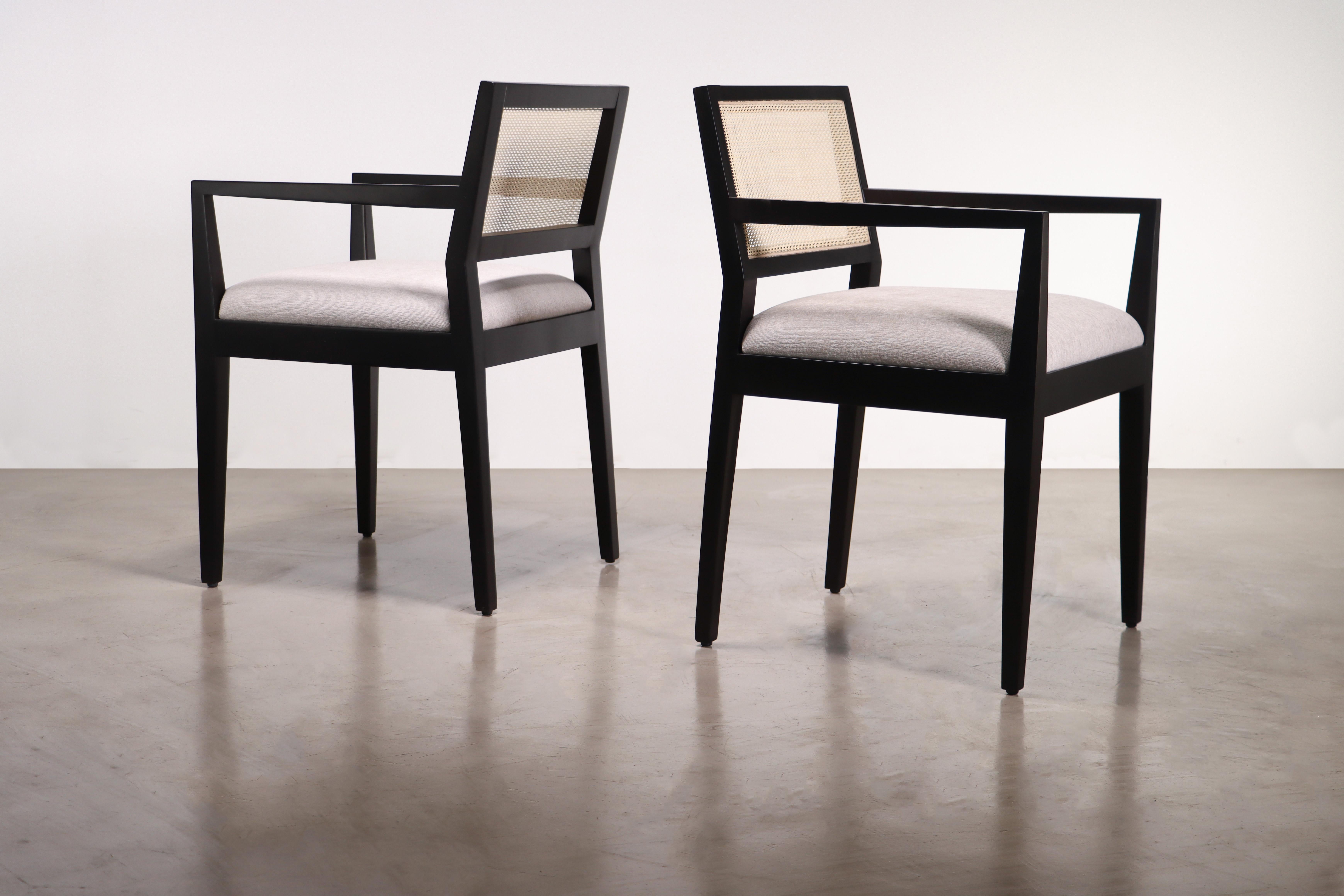 Modern Armchair with Caned Back in Ebonized Wood by Costantini, Recoleta For Sale 10