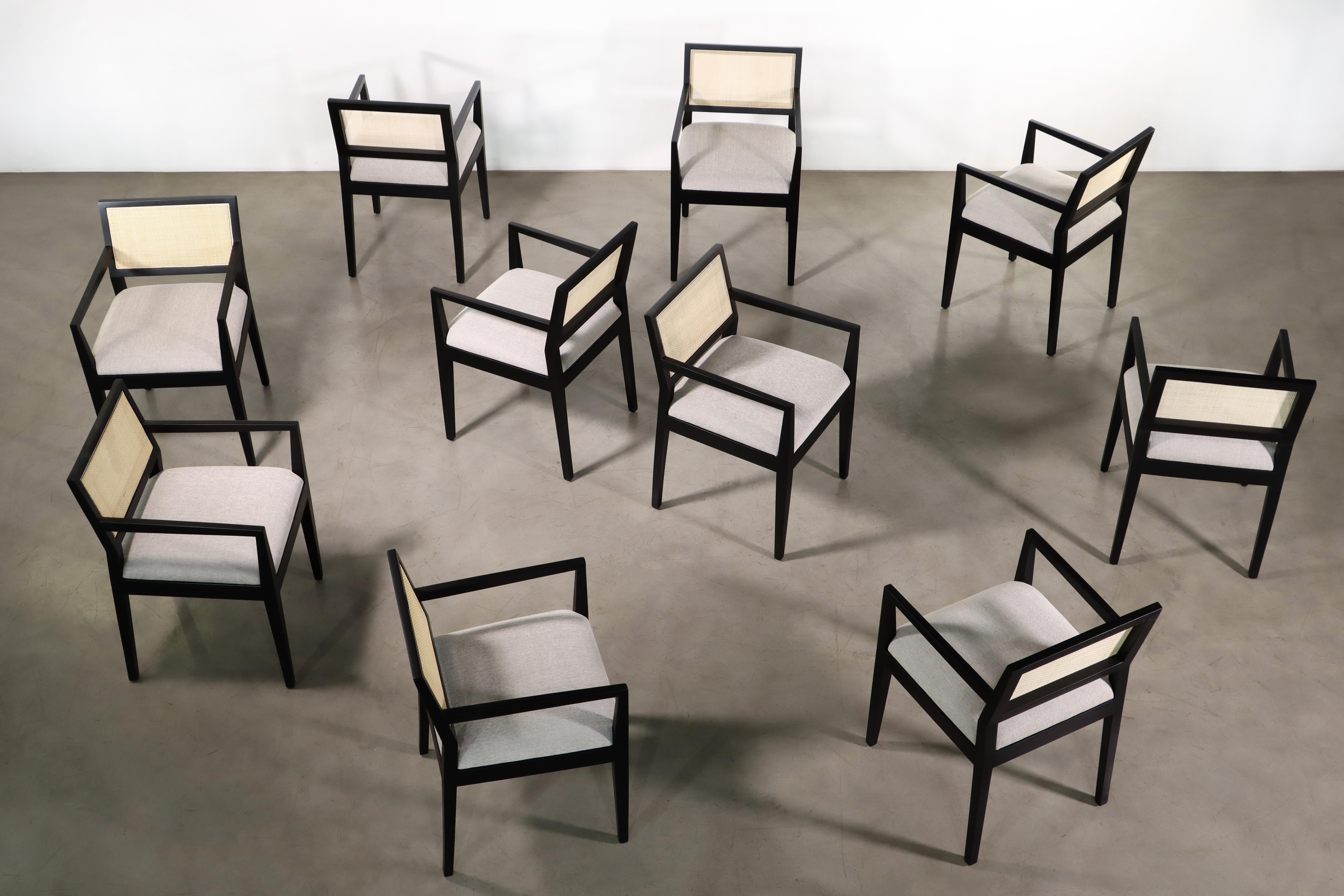 Moderner Sessel mit Rohrrückenlehne aus ebonisiertem Holz von Costantini, Recoleta im Angebot 13