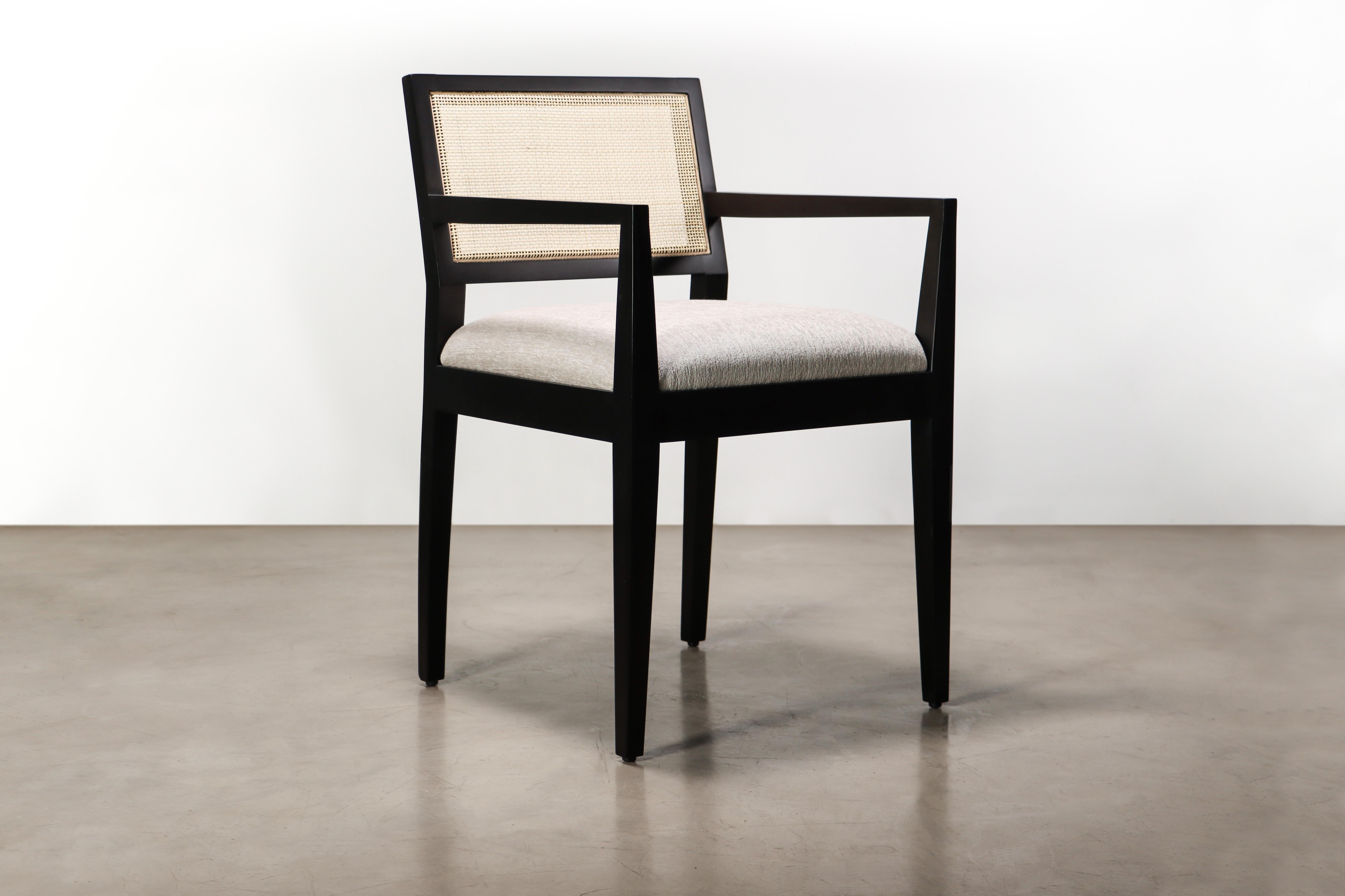 Recoleta Modern armchair with caned back in ebonized wood by Costantini

Measurements are 20
