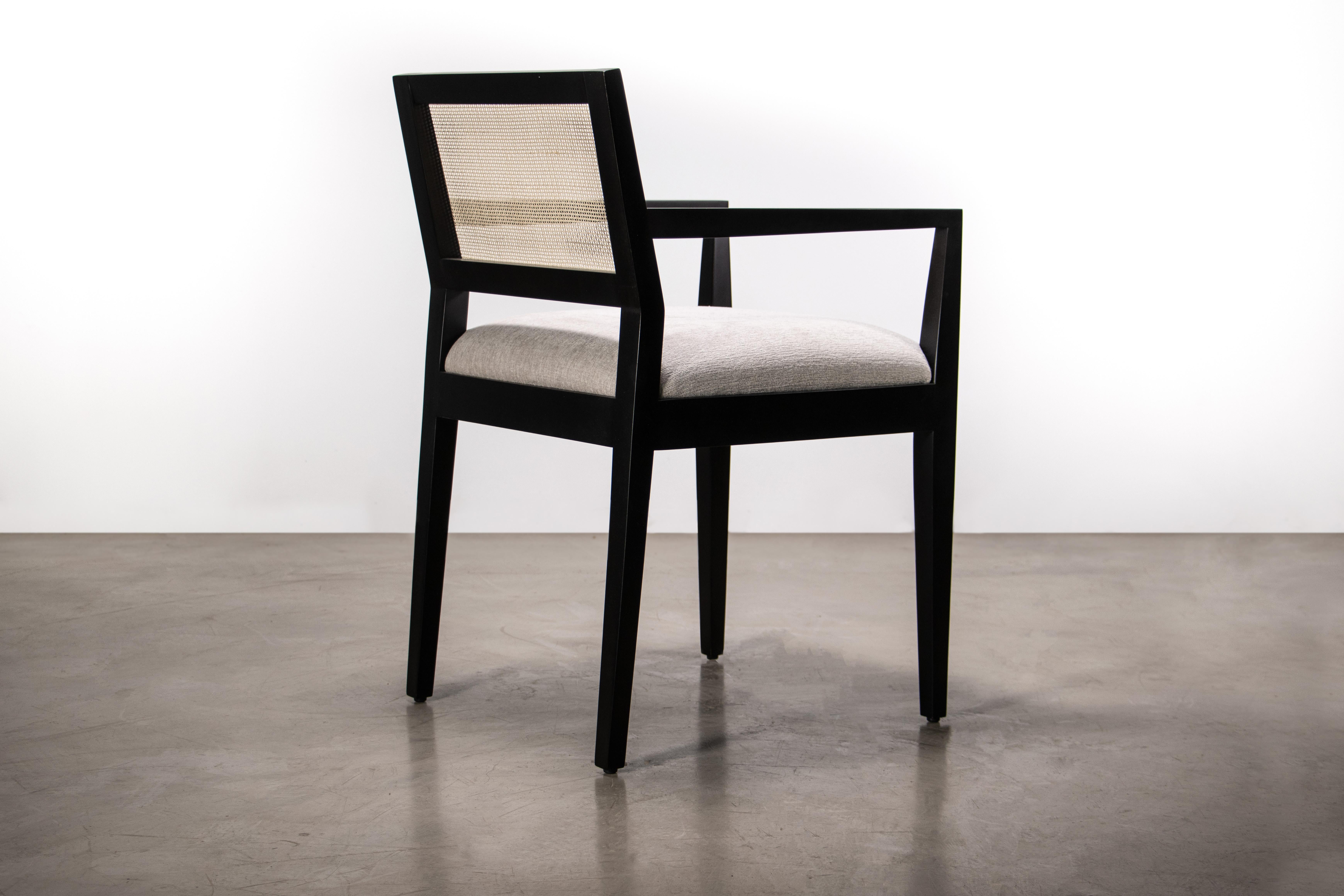 Argentine Modern Armchair with Caned Back in Ebonized Wood by Costantini, Recoleta For Sale