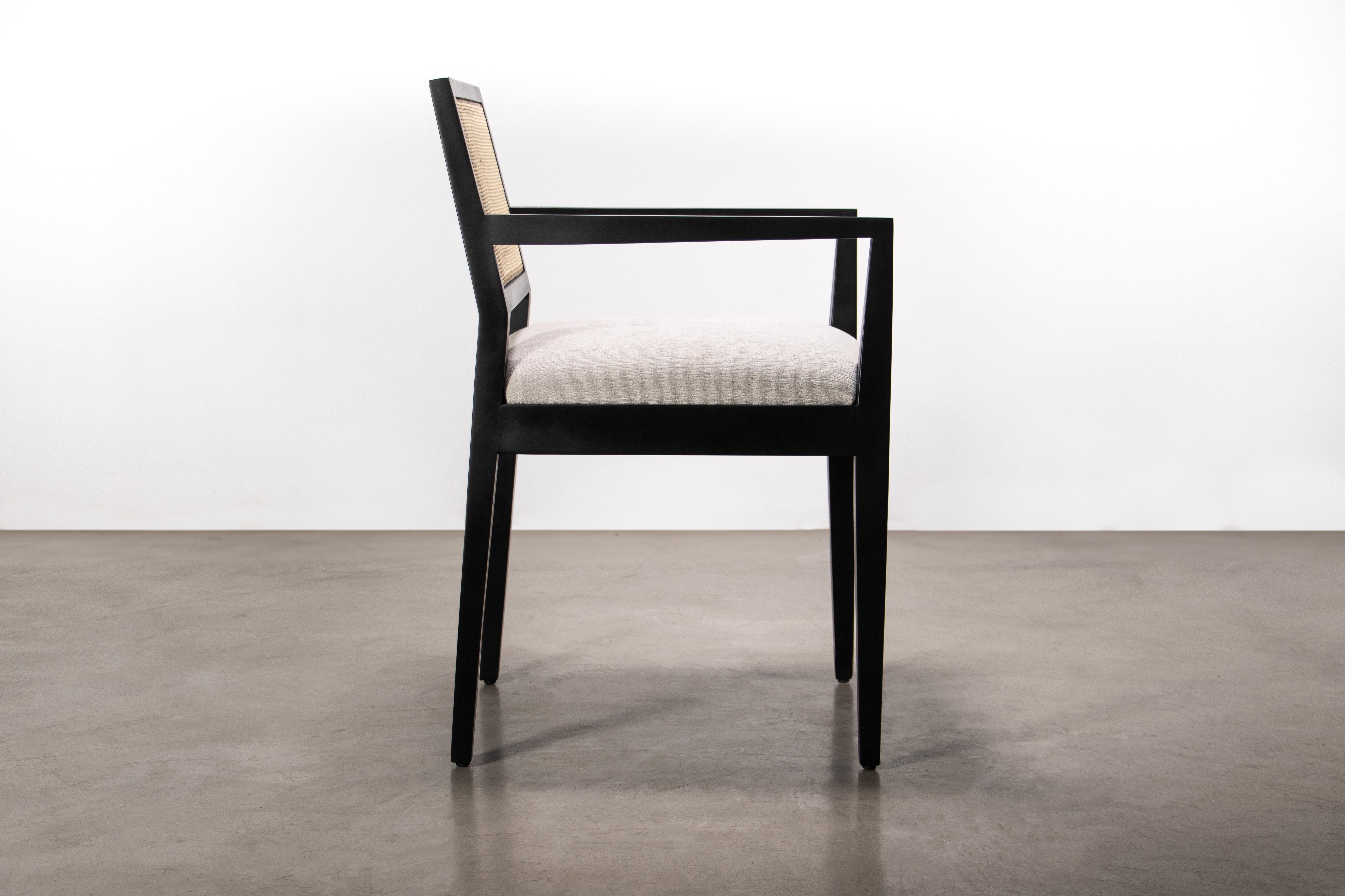 Modern Armchair with Caned Back in Ebonized Wood by Costantini, Recoleta In New Condition For Sale In New York, NY