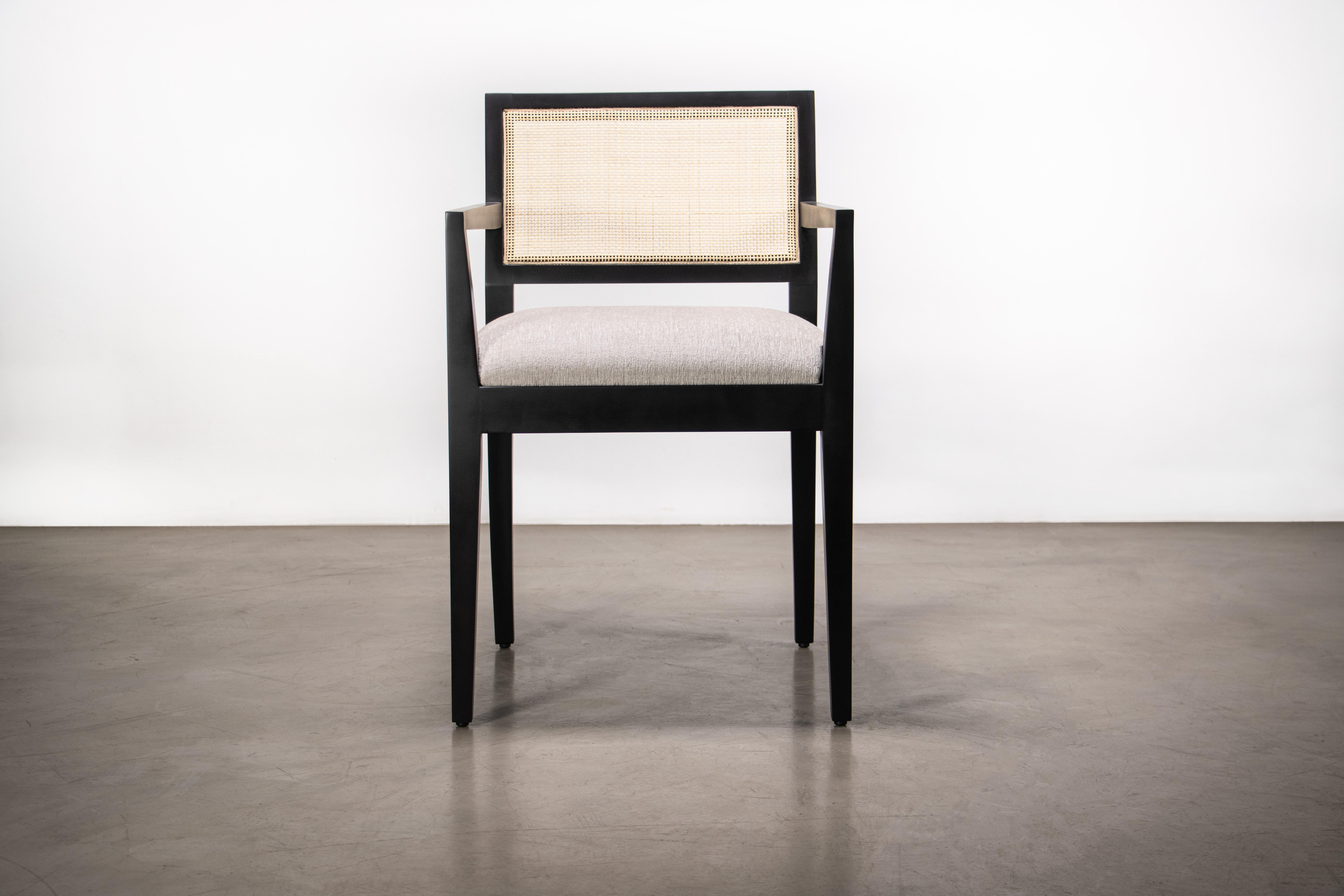 Contemporary Modern Armchair with Caned Back in Ebonized Wood by Costantini, Recoleta For Sale