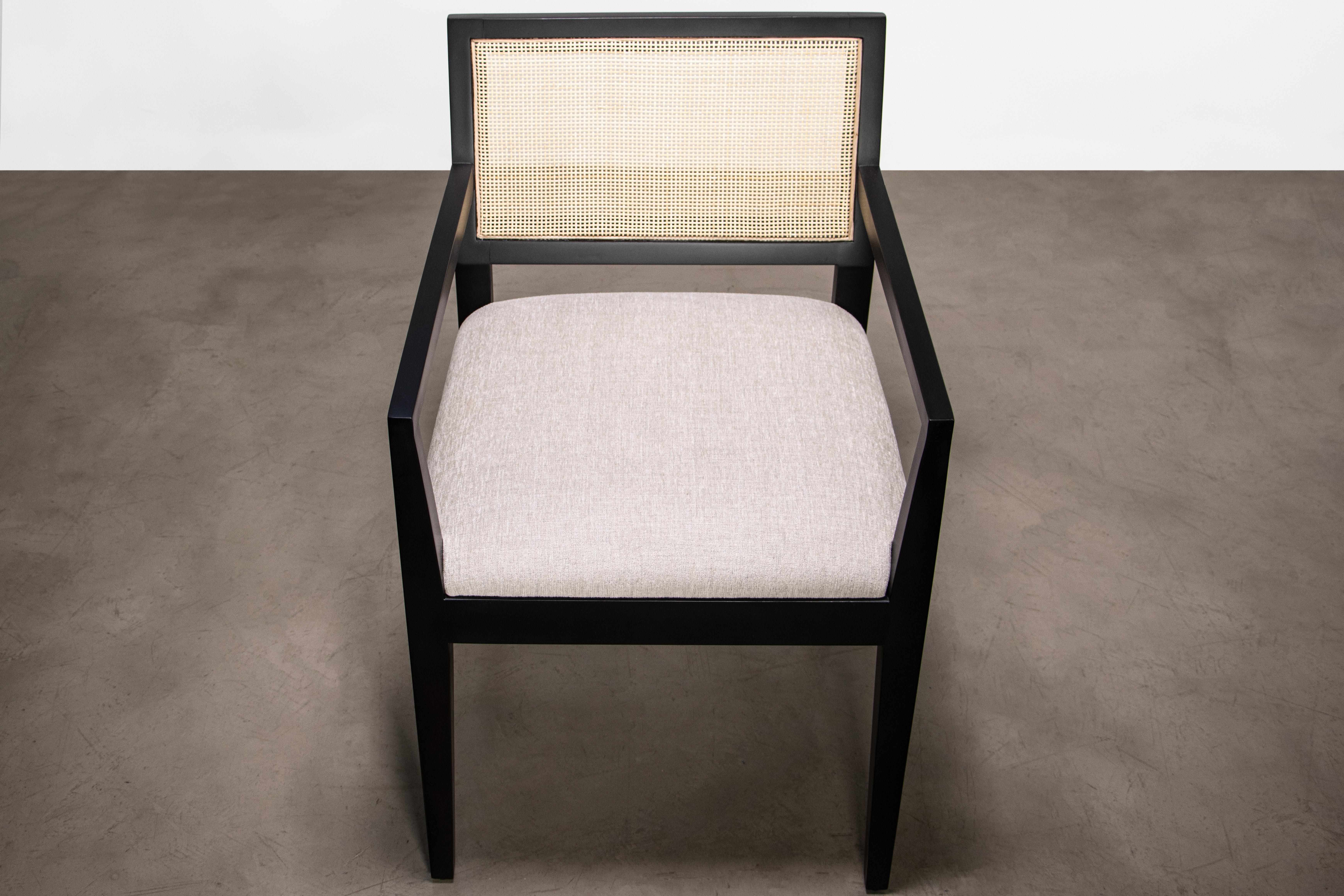 Modern Armchair with Caned Back in Ebonized Wood by Costantini, Recoleta For Sale 2