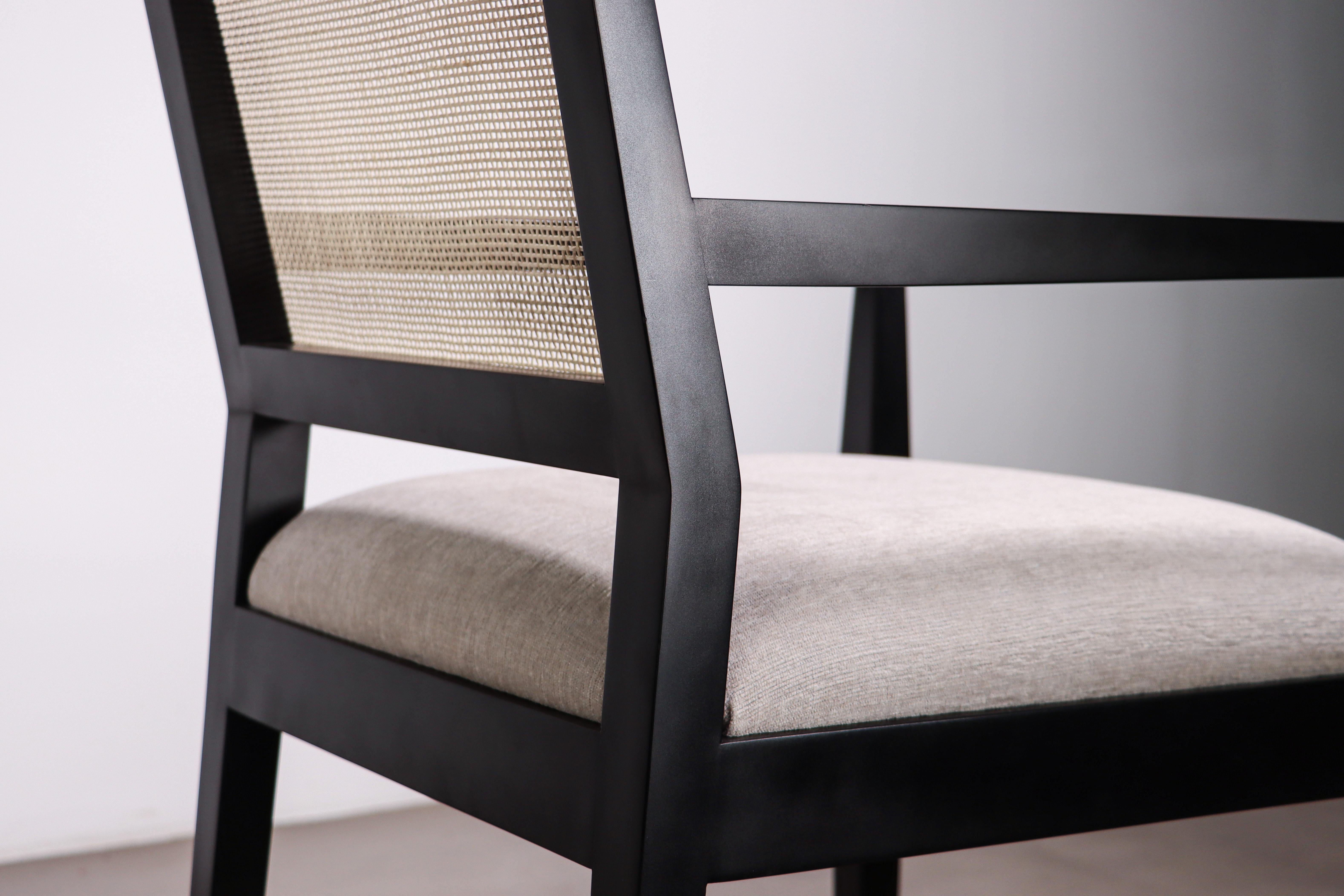 Modern Armchair with Caned Back in Ebonized Wood by Costantini, Recoleta For Sale 3