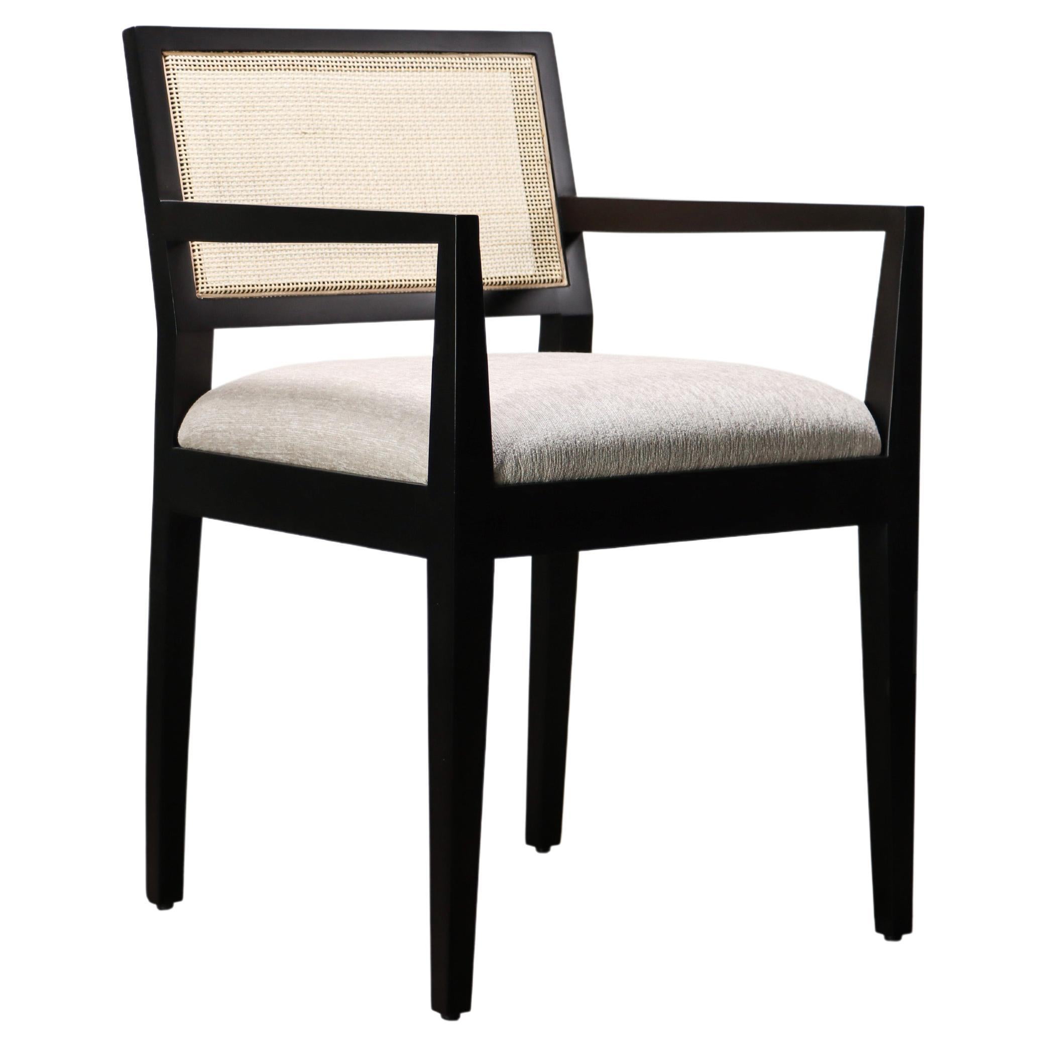 Modern Armchair with Caned Back in Ebonized Wood by Costantini, Recoleta For Sale
