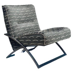 Modern Armchair, Brass Aged Metal Frame, Green Velvet Upholstery Dedar