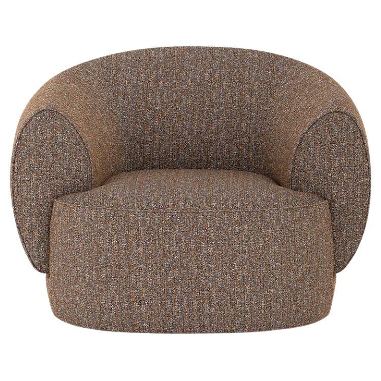 Modern Armchair Frame in Wood Swivel Base Cover Removable Customisable For Sale