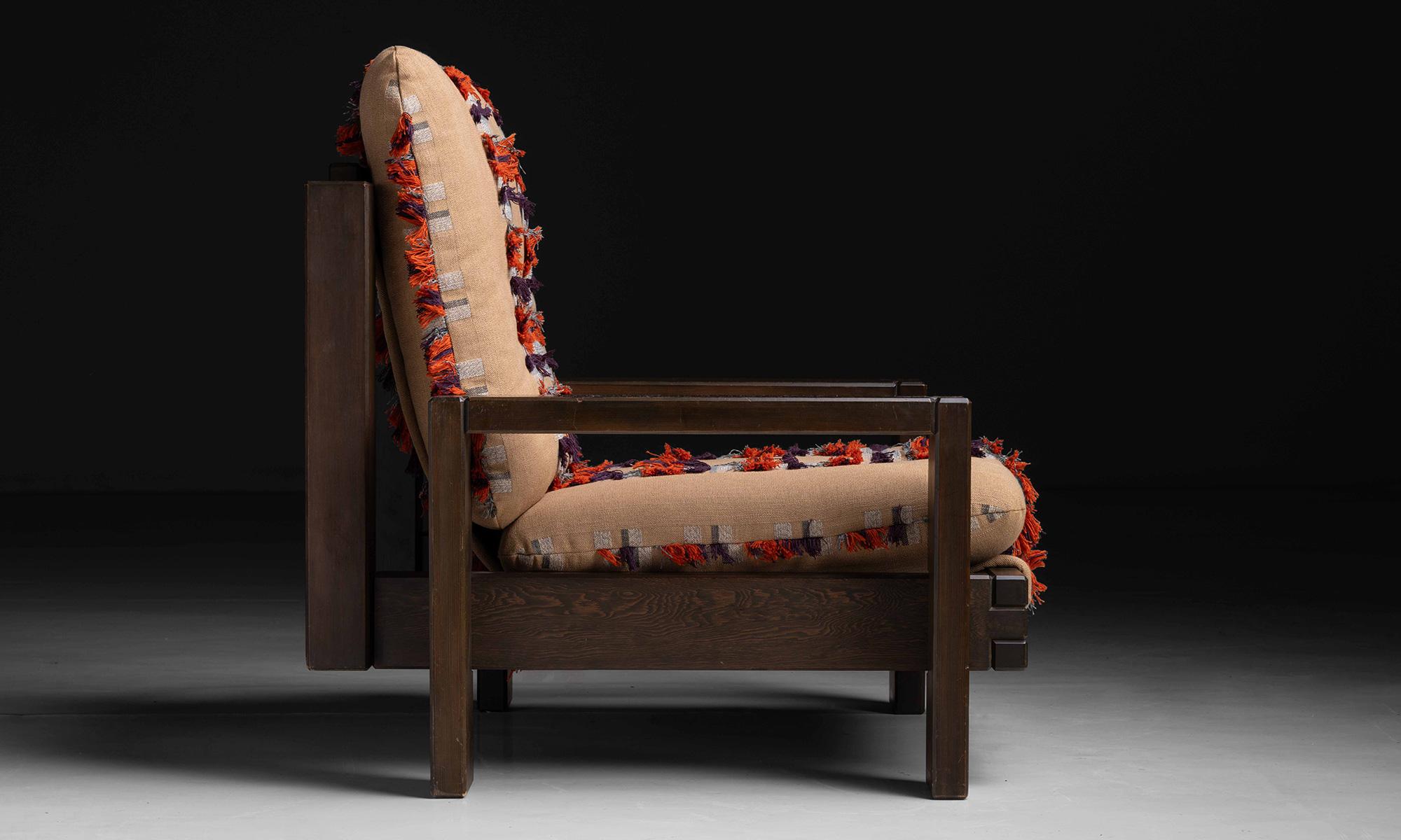 French Modern Armchair in Linen Blend by Pierre Frey, France, Circa 1970