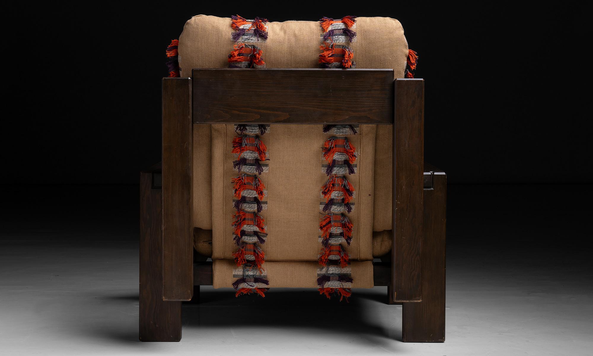 20th Century Modern Armchair in Linen Blend by Pierre Frey, France, Circa 1970