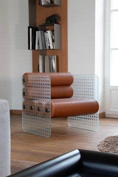 Fauteuil moderne en verre trempé gravé - MW01 Cannage Special Edition