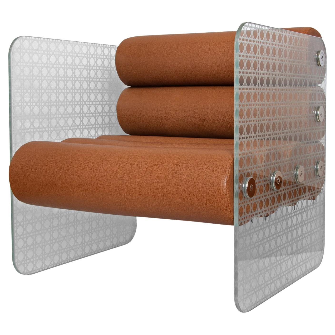 Modern Armchair in Engraved Tempered Glass – MW01 Cannage Special Edition