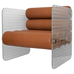 Modern Armchair in Engraved Tempered Glass – MW01 Cannage Special Edition