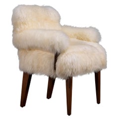 Modern Armchair in Exotic Wood and Sheepskin by Costantini, Bruno Ovino Armchair