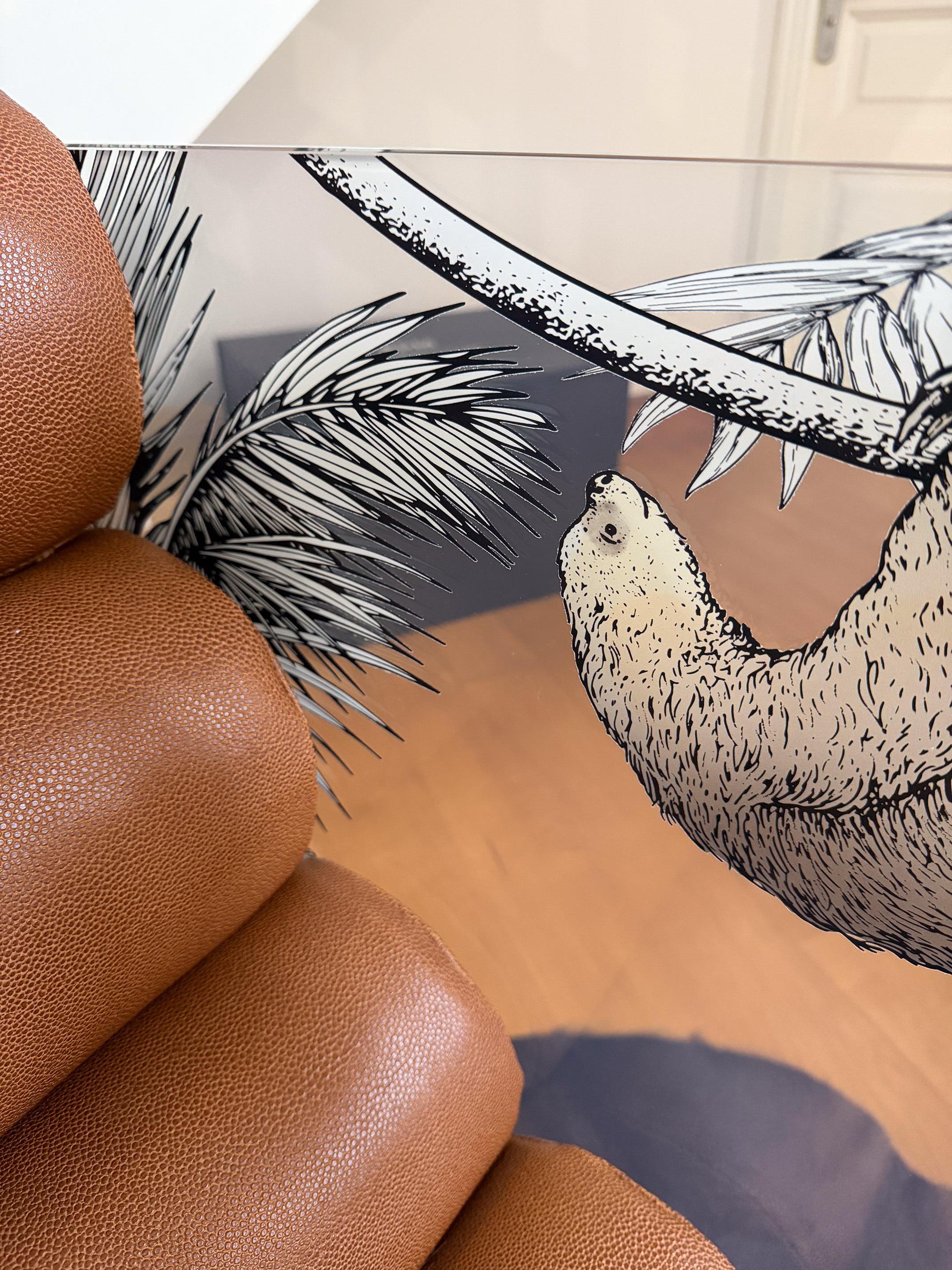 XXIe siècle et contemporain Modern Armchair in Tempered Glass Panels – MW02 Jungle Edition en vente