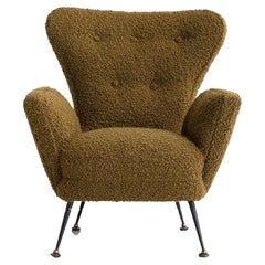 Modern Armchair in Textured Boucle Blend by Pierre Frey, Italy, Circa 1950