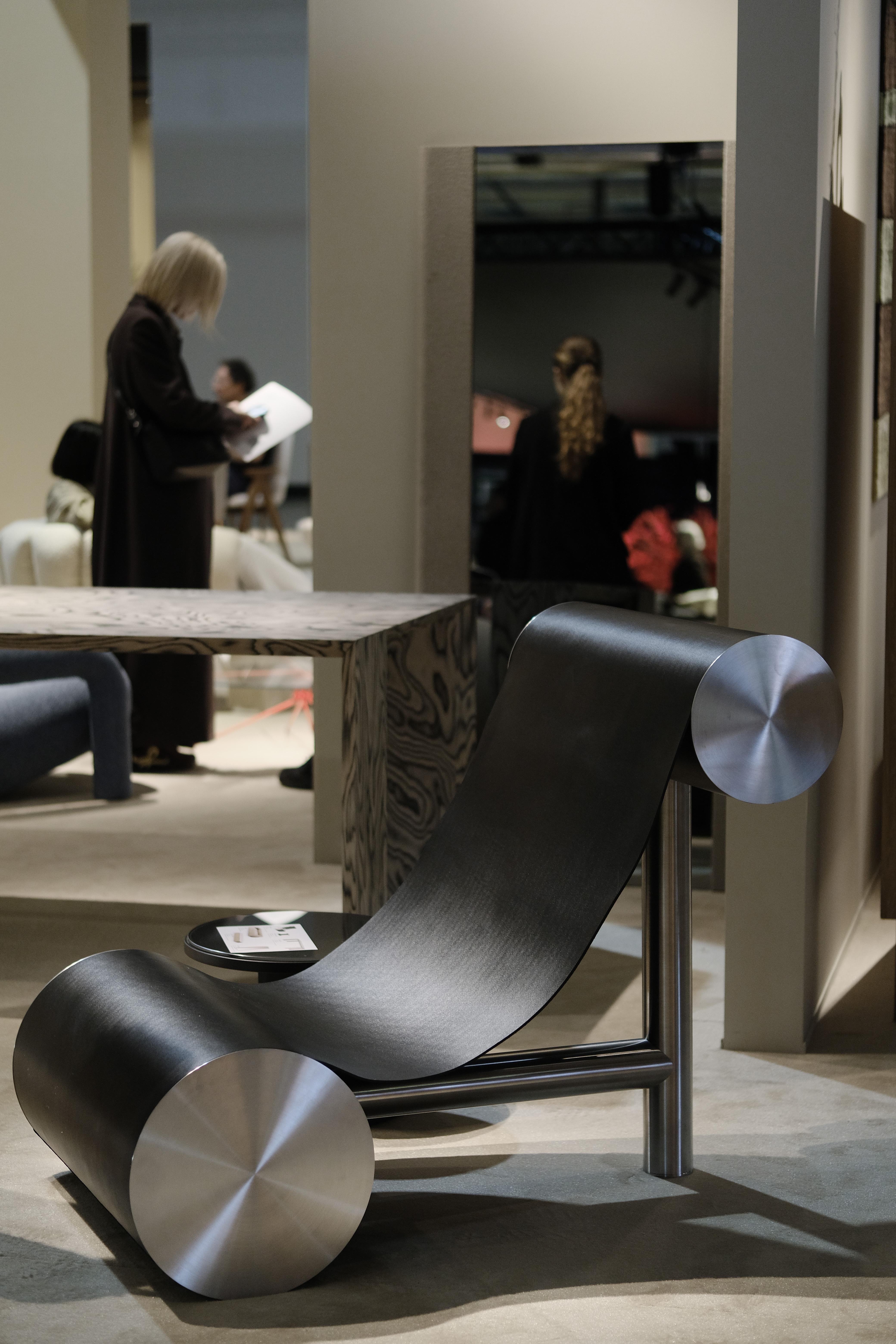 Acier inoxydable Fauteuil moderne 'Vero' par Nero en vente