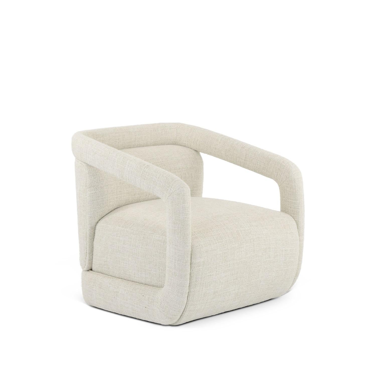 Moderner Sessel mit markantem Design, komplett mit Samt gepolstert (Handgefertigt) im Angebot