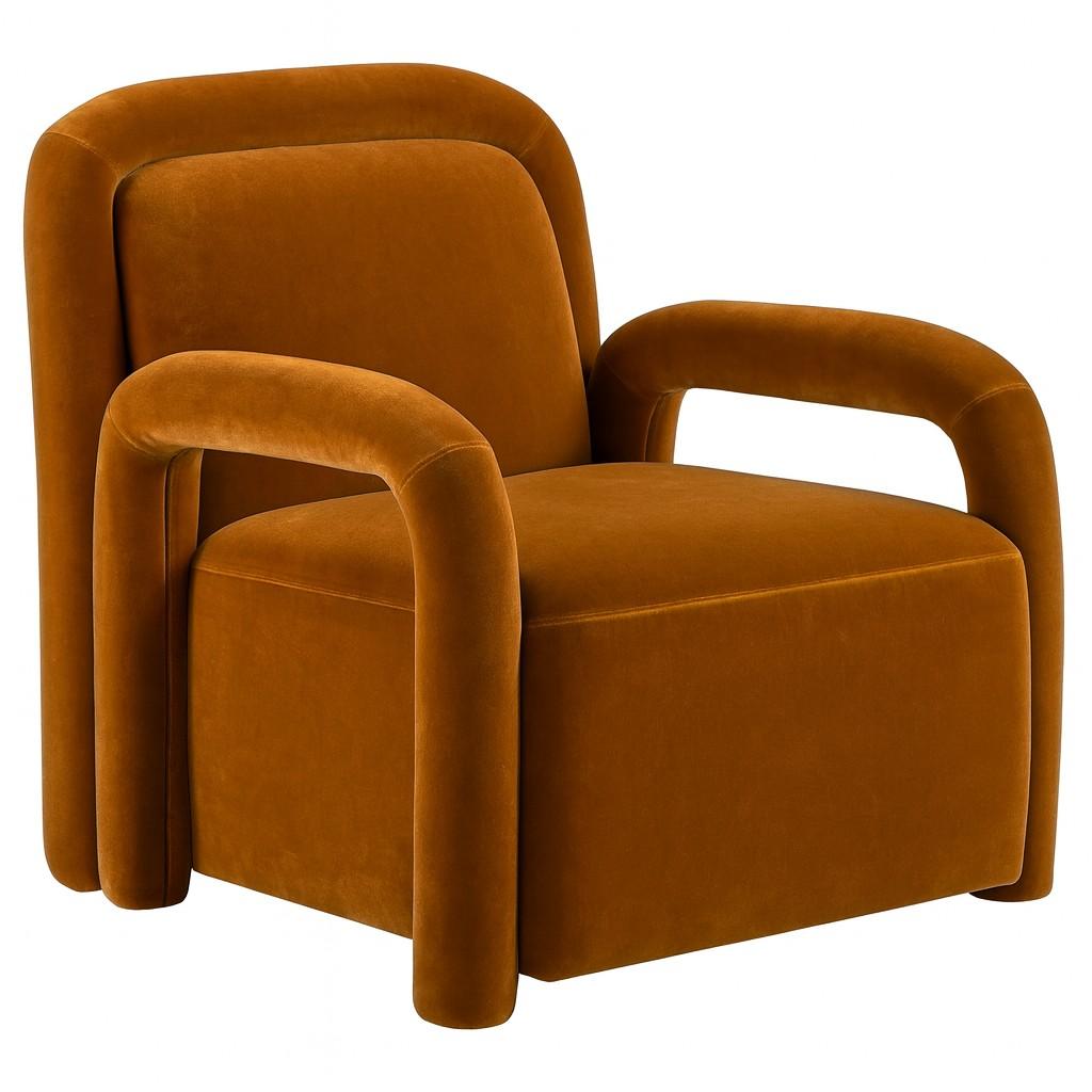 XXIe siècle et contemporain Fauteuil moderne avec accoudoirs tubulaires et tapisserie en bouclé Blush Nude en vente