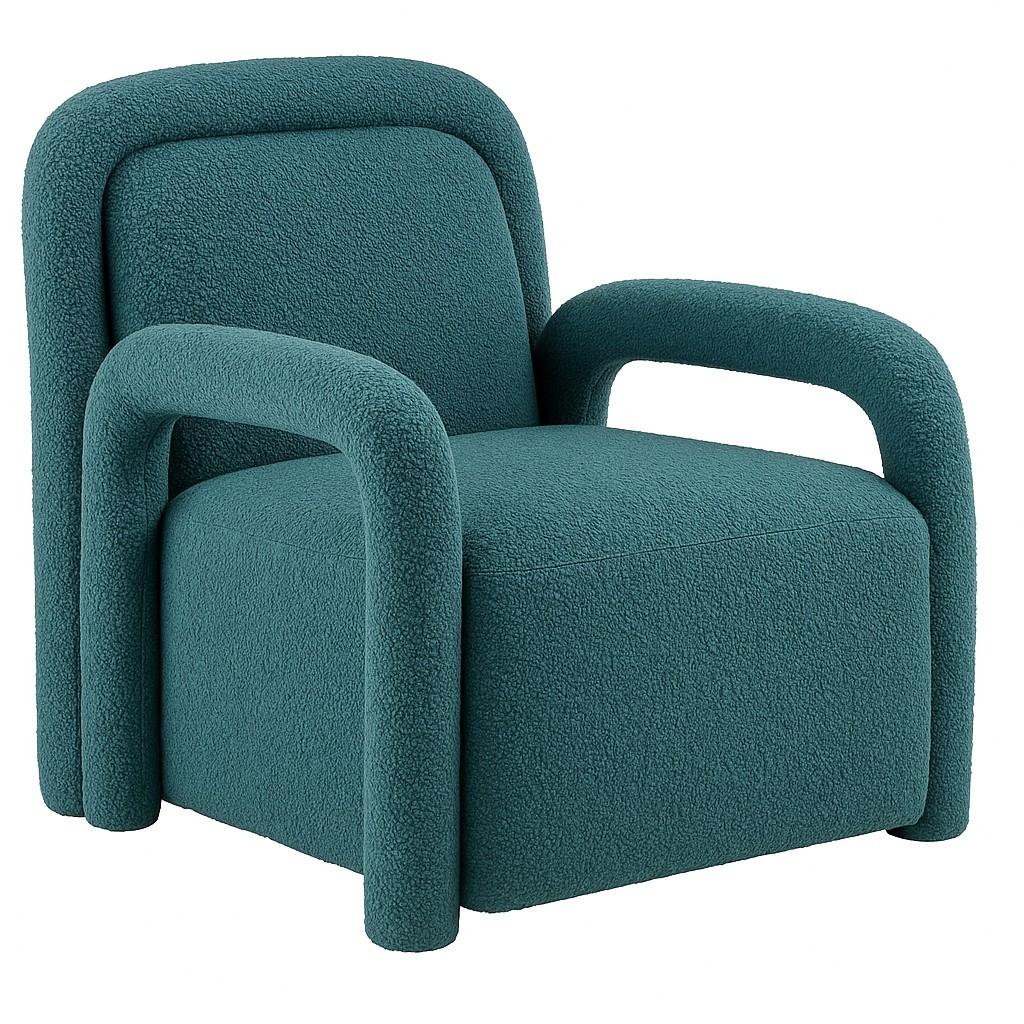 Tissu Fauteuil moderne avec accoudoirs tubulaires et tapisserie en bouclé Blush Nude en vente