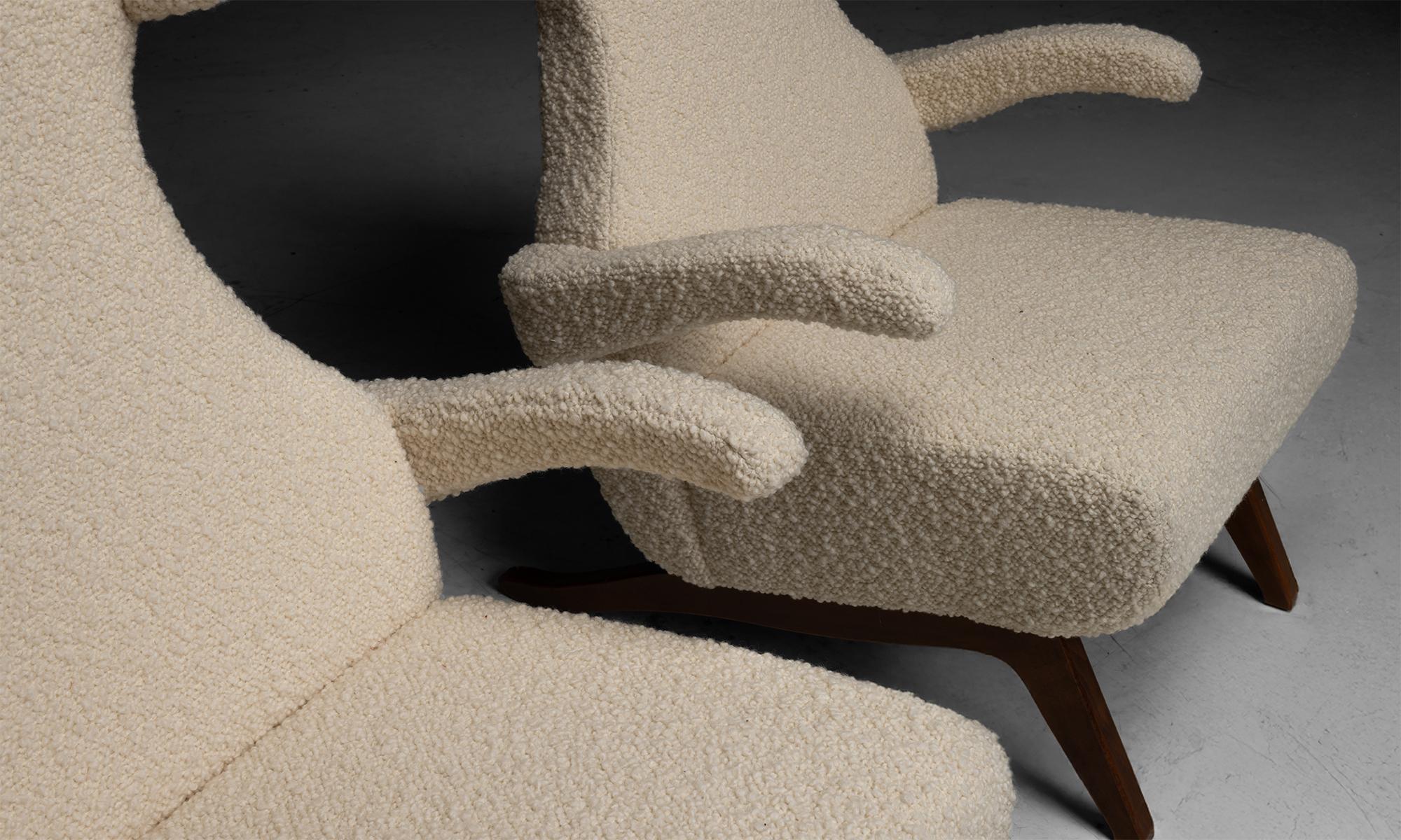 Italian Modern Armchairs in Boucle, Italy 1960