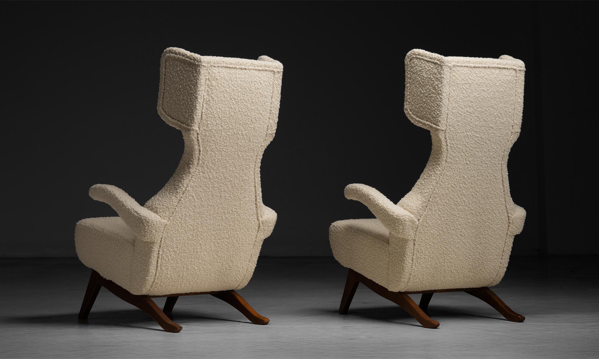 Modern Armchairs in Boucle, Italy 1960 1
