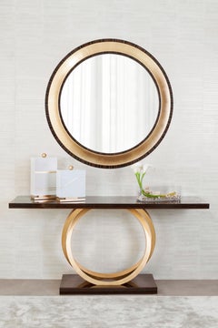 Art Deco Armilar Console Table, Ebony, Gold Leaf, Handmade Portugal, Greenapple