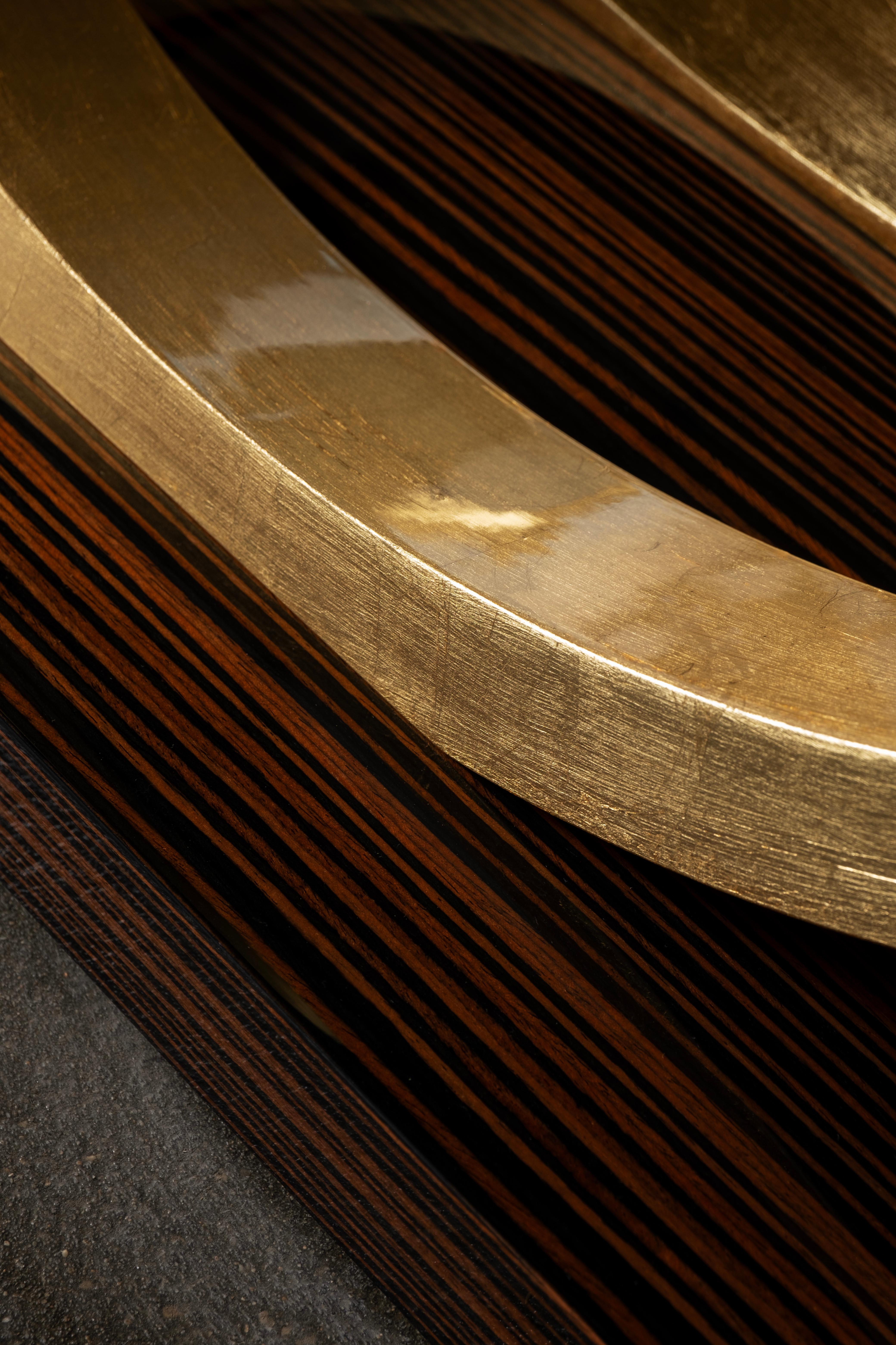 Art Deco Armilar Konsolentisch, Ebenholz, Blattgold, Handarbeit Portugal, Greenapple im Angebot 3