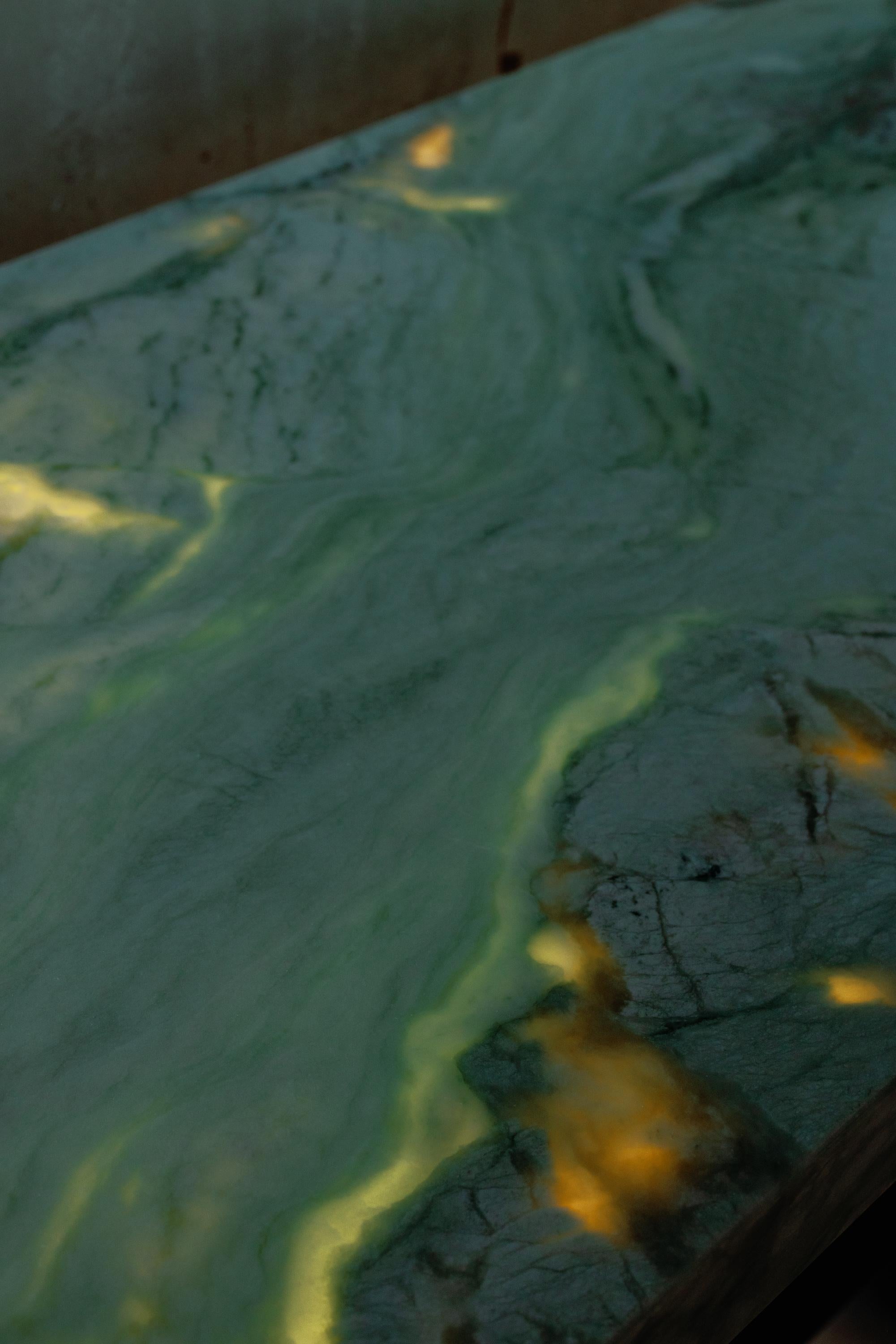 Art Deco Armilar Console Table, Green Jade Marble, Handmade by Greenapple For Sale 5