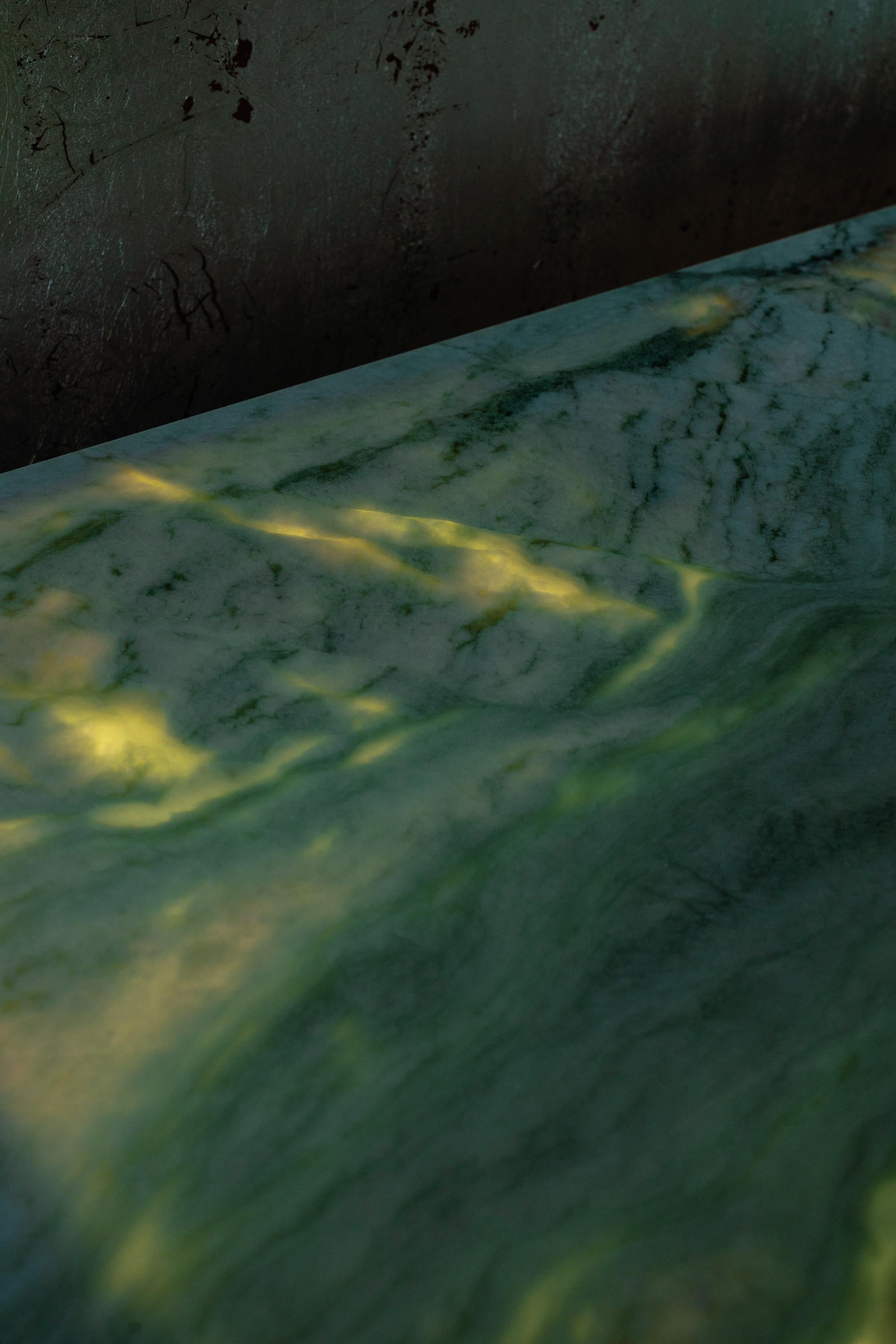 Art Deco Armilar Console Table, Green Jade Marble, Handmade by Greenapple For Sale 5