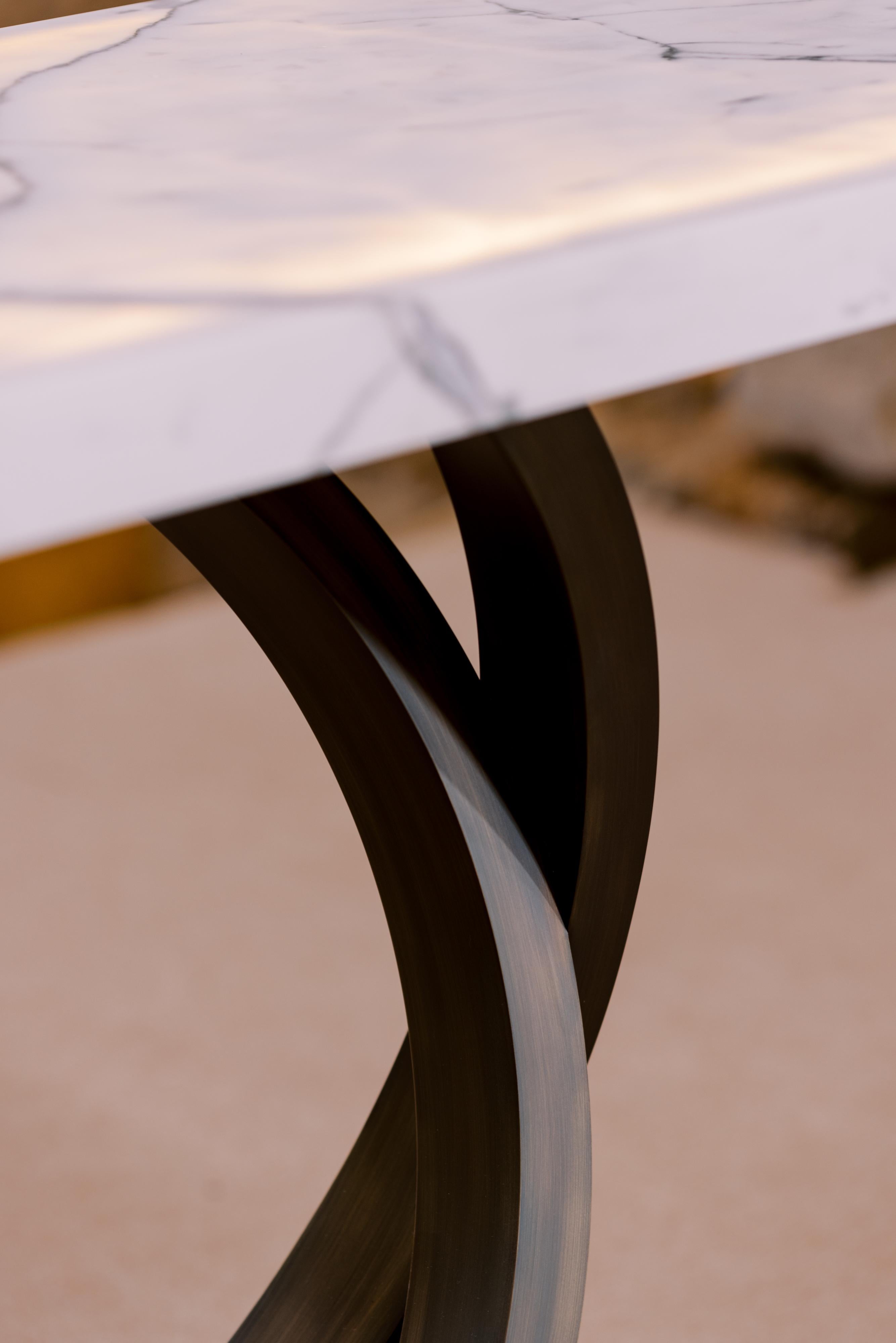 Art Deco Armilar Console Table, Statuary Marble, Brass, Handmade by Greenapple For Sale 4