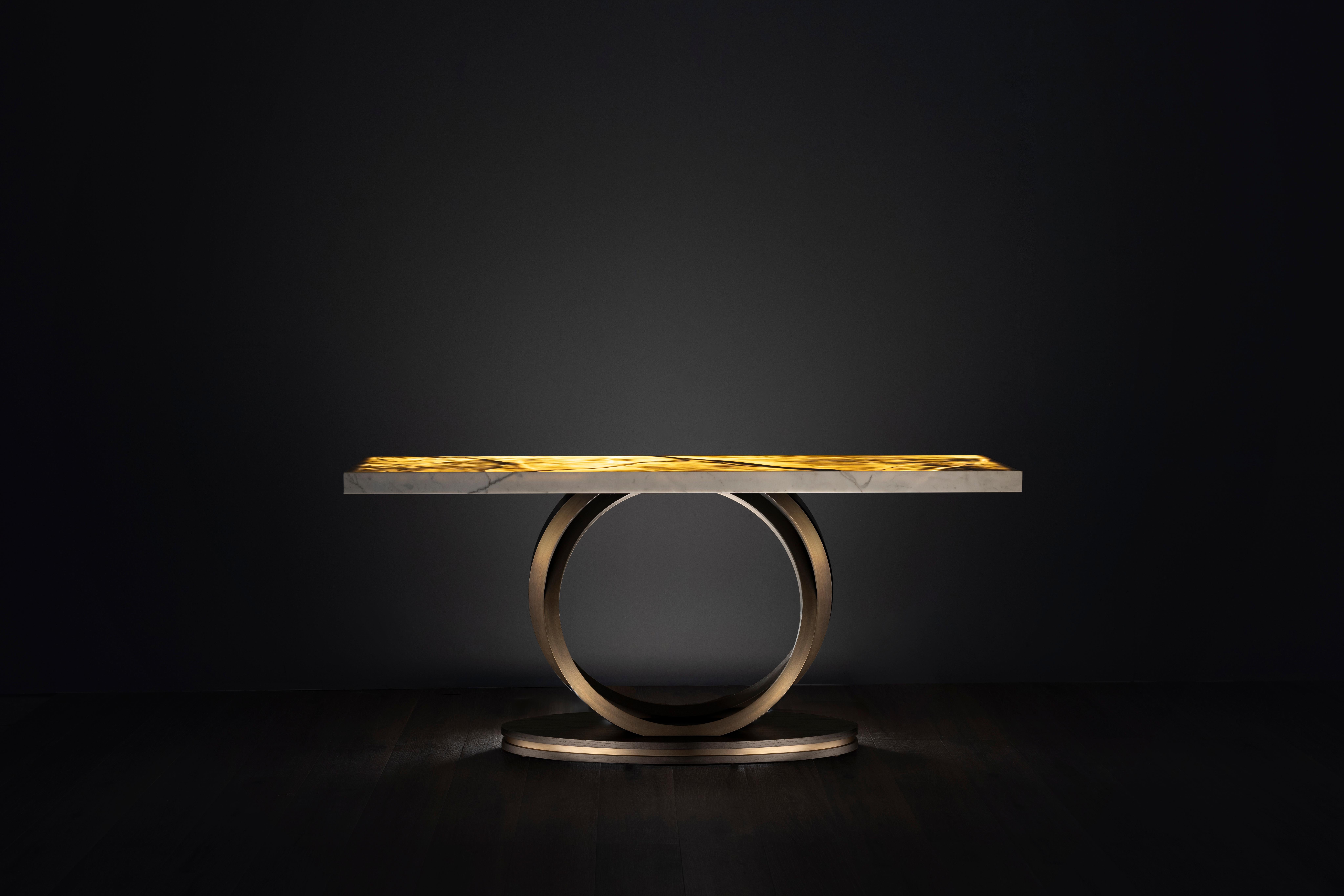 Armilar console table, Modern collection, handcrafted in Portugal - Europe by GF Modern.

The Armilar console table has a modern design that pays homage to the Portuguese armillary sphere, an instrument that allowed Portuguese navigators to sail