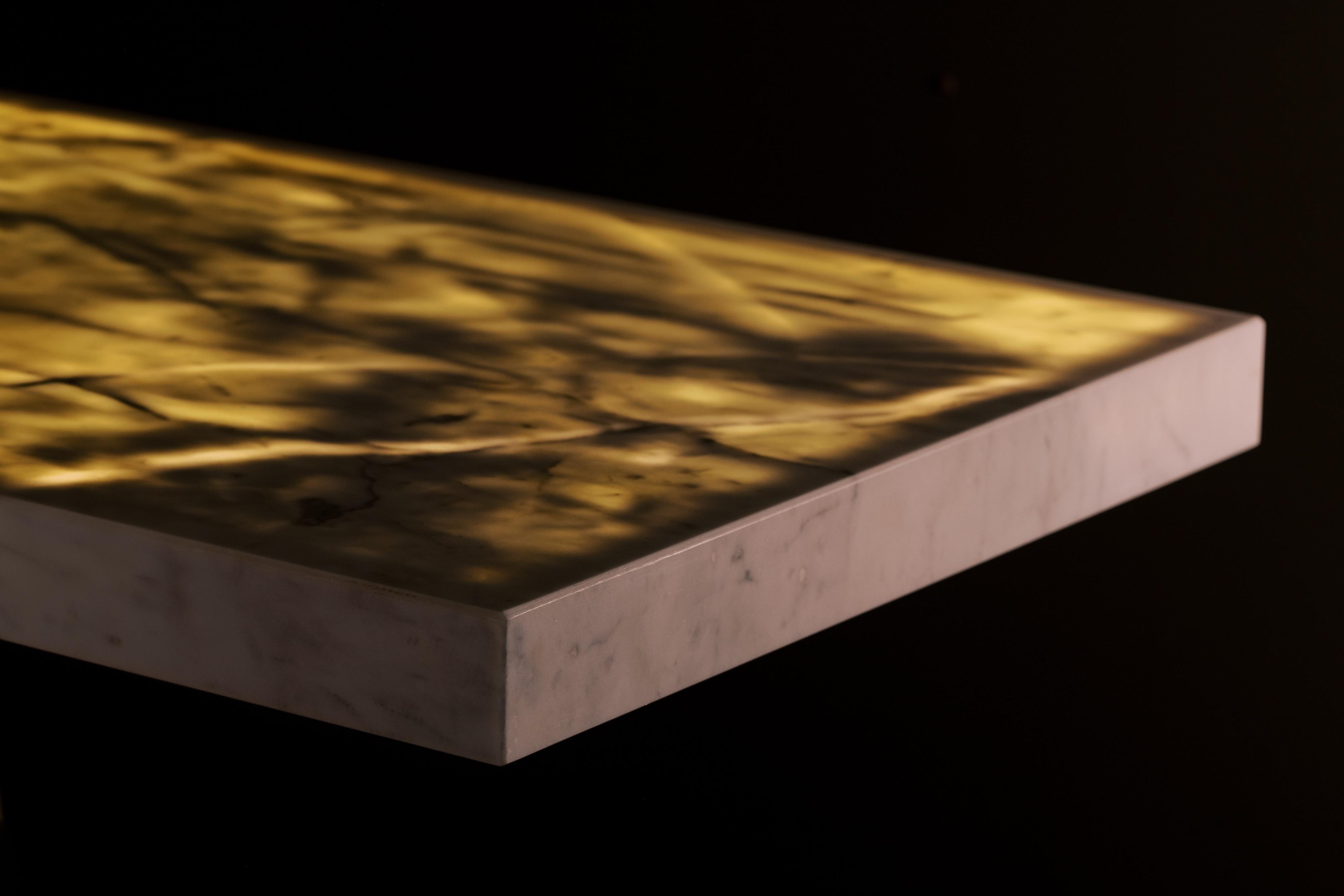 Art Deco Armilar Console Table, Statuary Marble, Brass, Handmade by Greenapple For Sale 2
