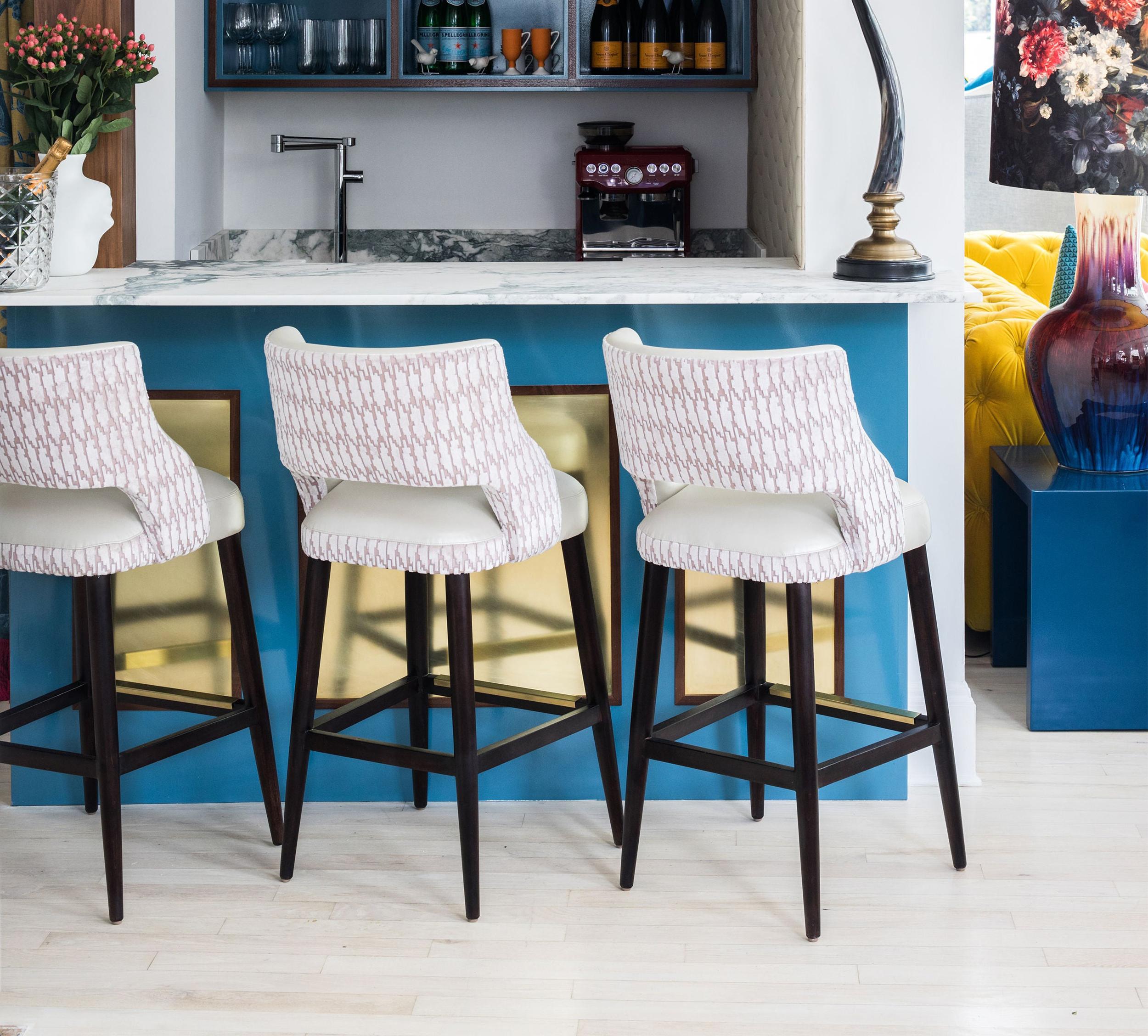 Modern Armless Bar or Counter Stool with Relaxed Backrest For Sale 1